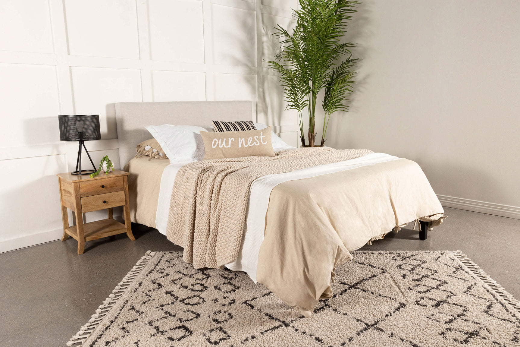Pirro Upholstered Queen or Full Panel Headboard Sand - Tampa Furniture Outlet