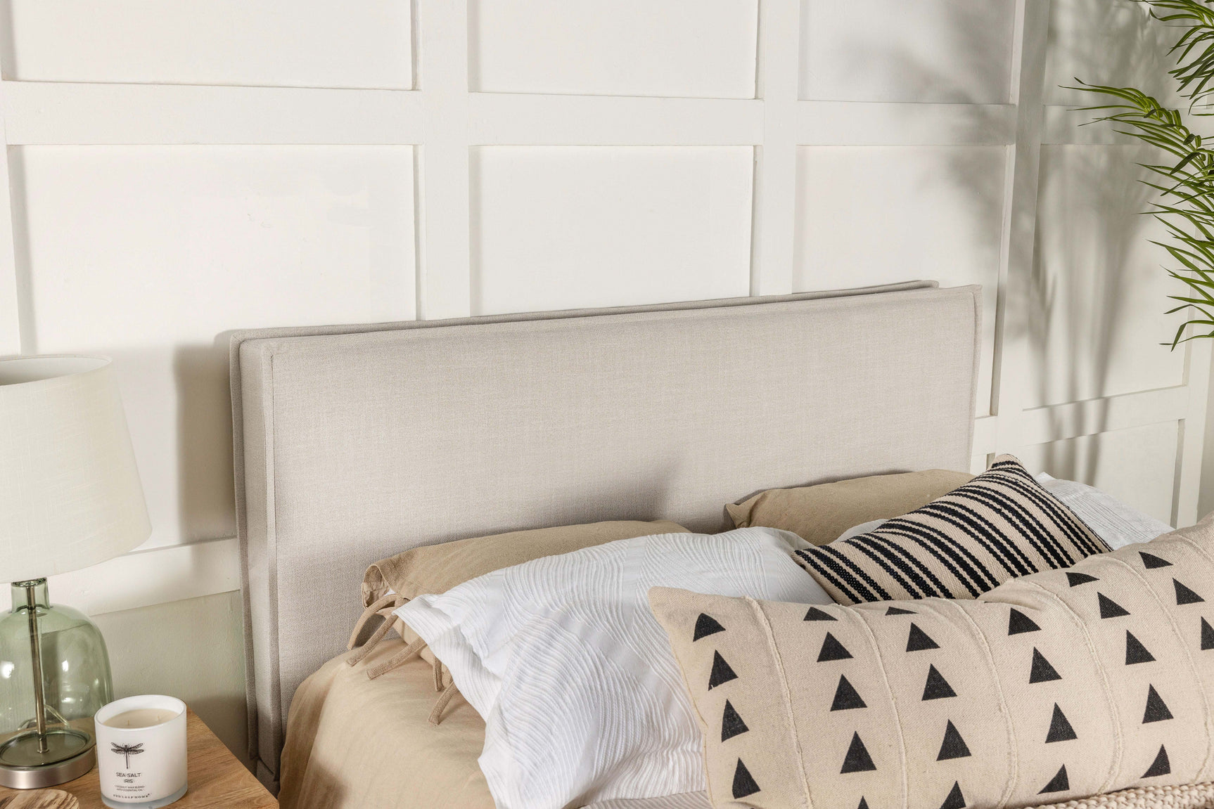 Izzy Upholstered King Panel Headboard Sand - Tampa Furniture Outlet