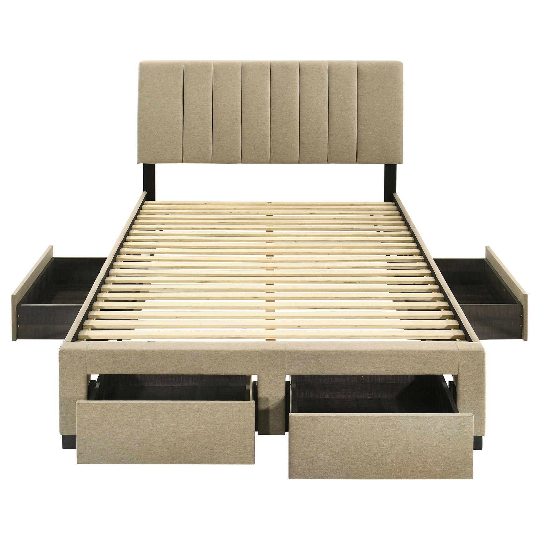 Wheatland 4-drawer Upholstered Full Storage Bed Light Brown