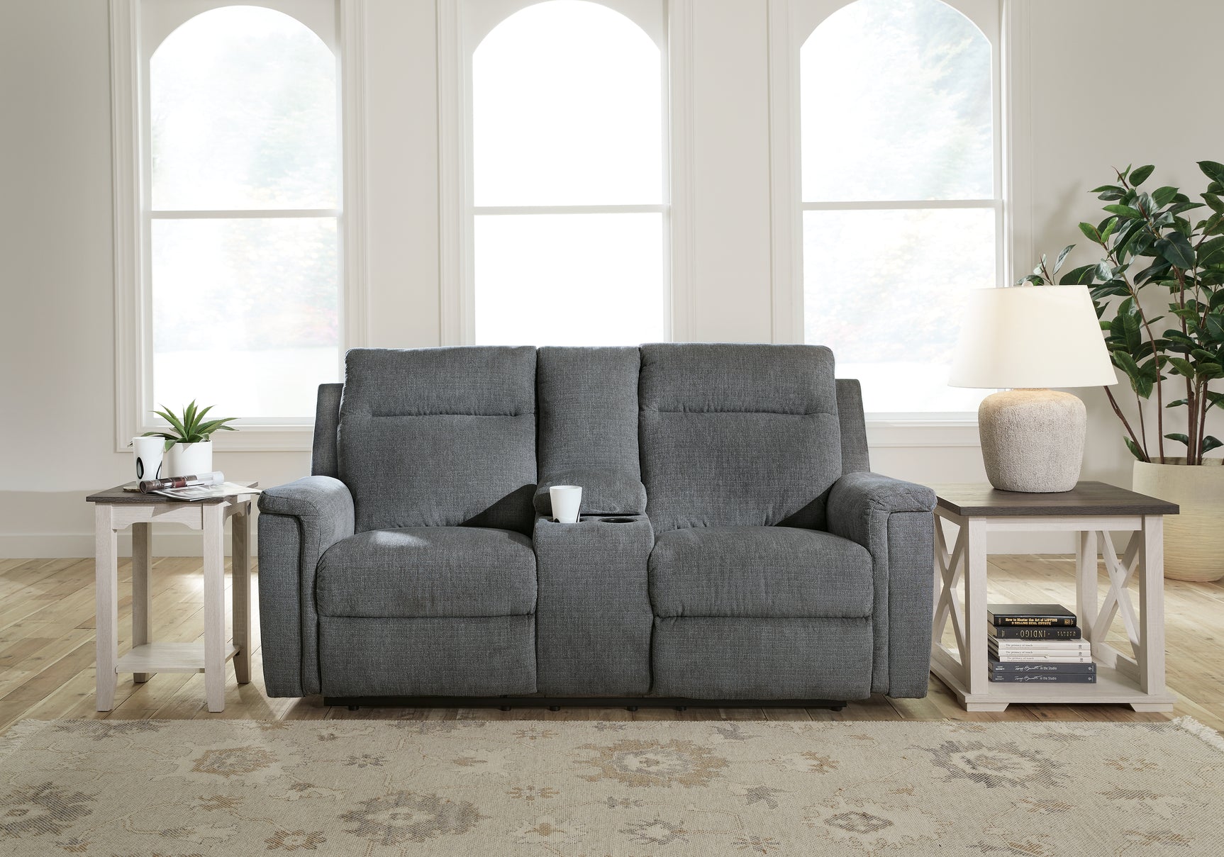 Tampa Furniture Outlet - Ashley Furniture - Barnsana Living Room - Reclining Power Sofa / Ash - 3320187