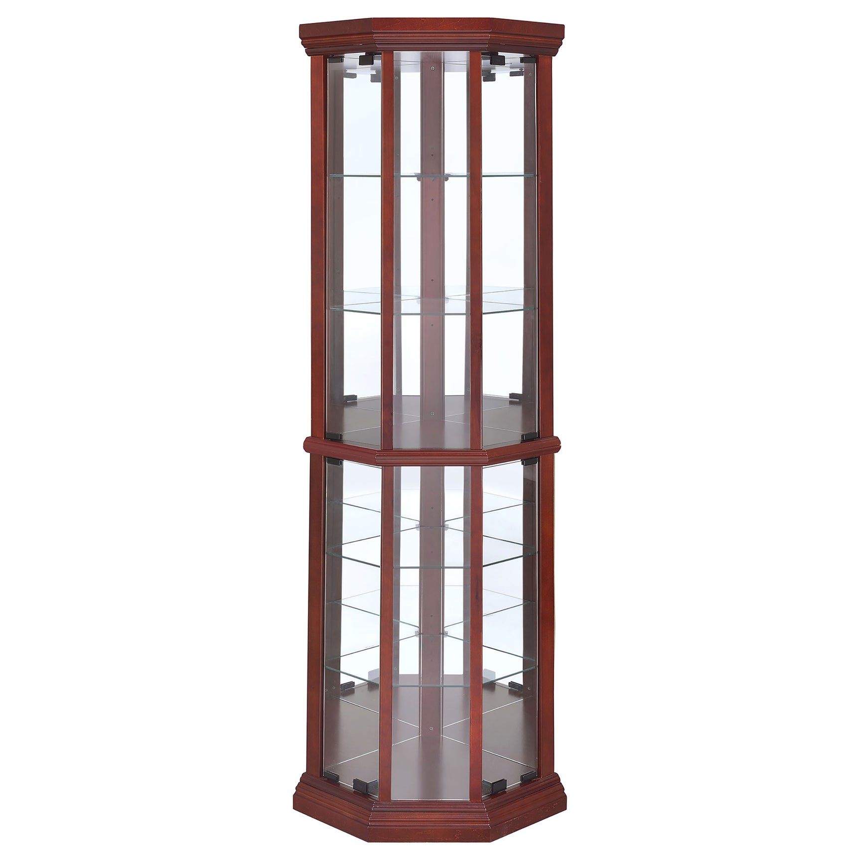 Appledale 6-shelf Corner Curio Display Cabinet Medium Brown - Tampa Furniture Outlet