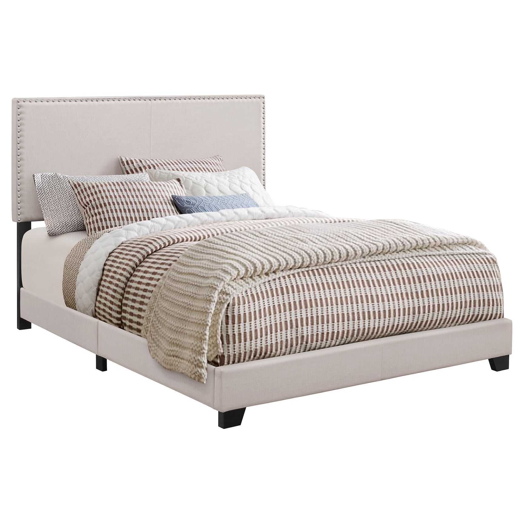 Boyd Upholstered Eastern King Panel Bed Ivory - Tampa Furniture Outlet