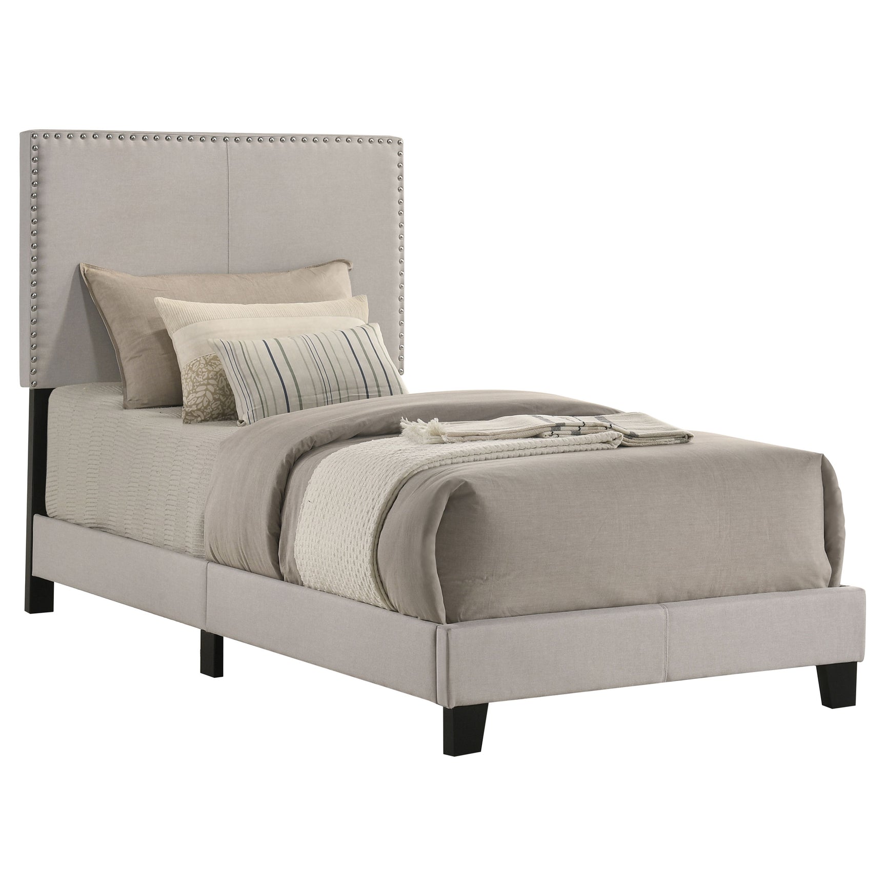 Boyd Upholstered Twin Panel Bed Ivory - Tampa Furniture Outlet