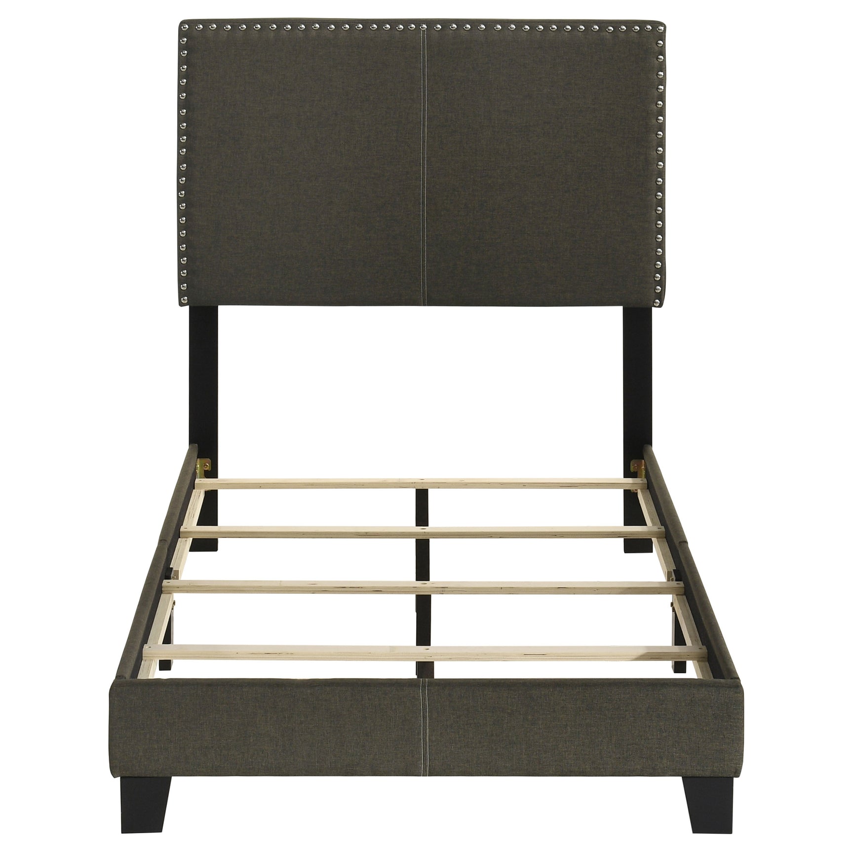 Boyd Upholstered Twin Panel Bed Charcoal - Tampa Furniture Outlet