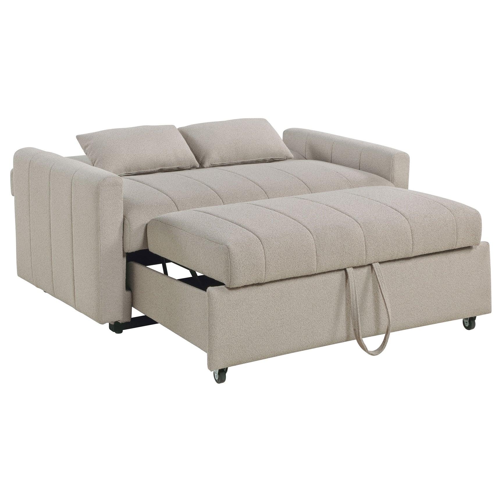 Portland Boucle Upholstered Sleeper Sofa Bed Latte - Tampa Furniture Outlet