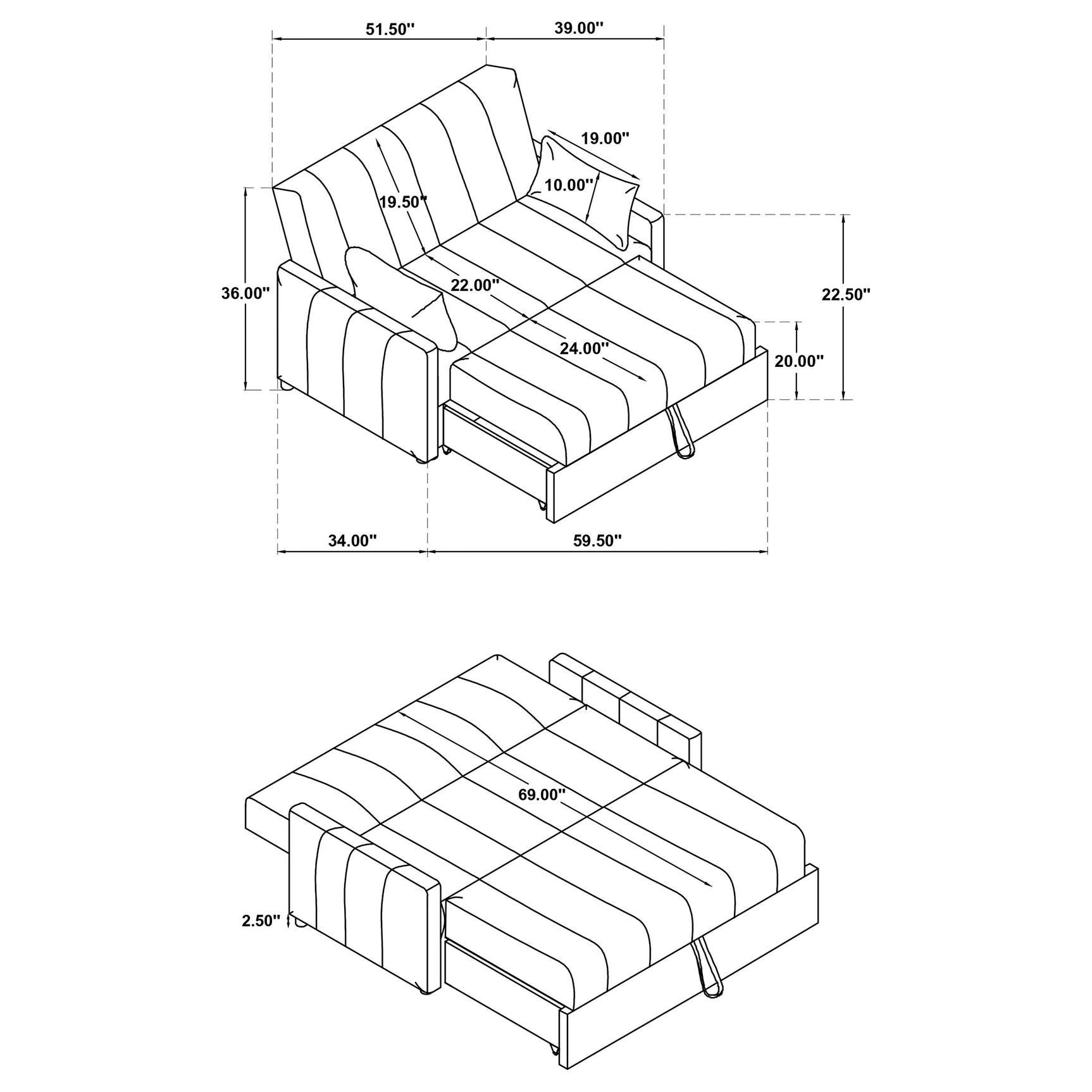 Portland Boucle Upholstered Sleeper Sofa Bed Latte - Tampa Furniture Outlet