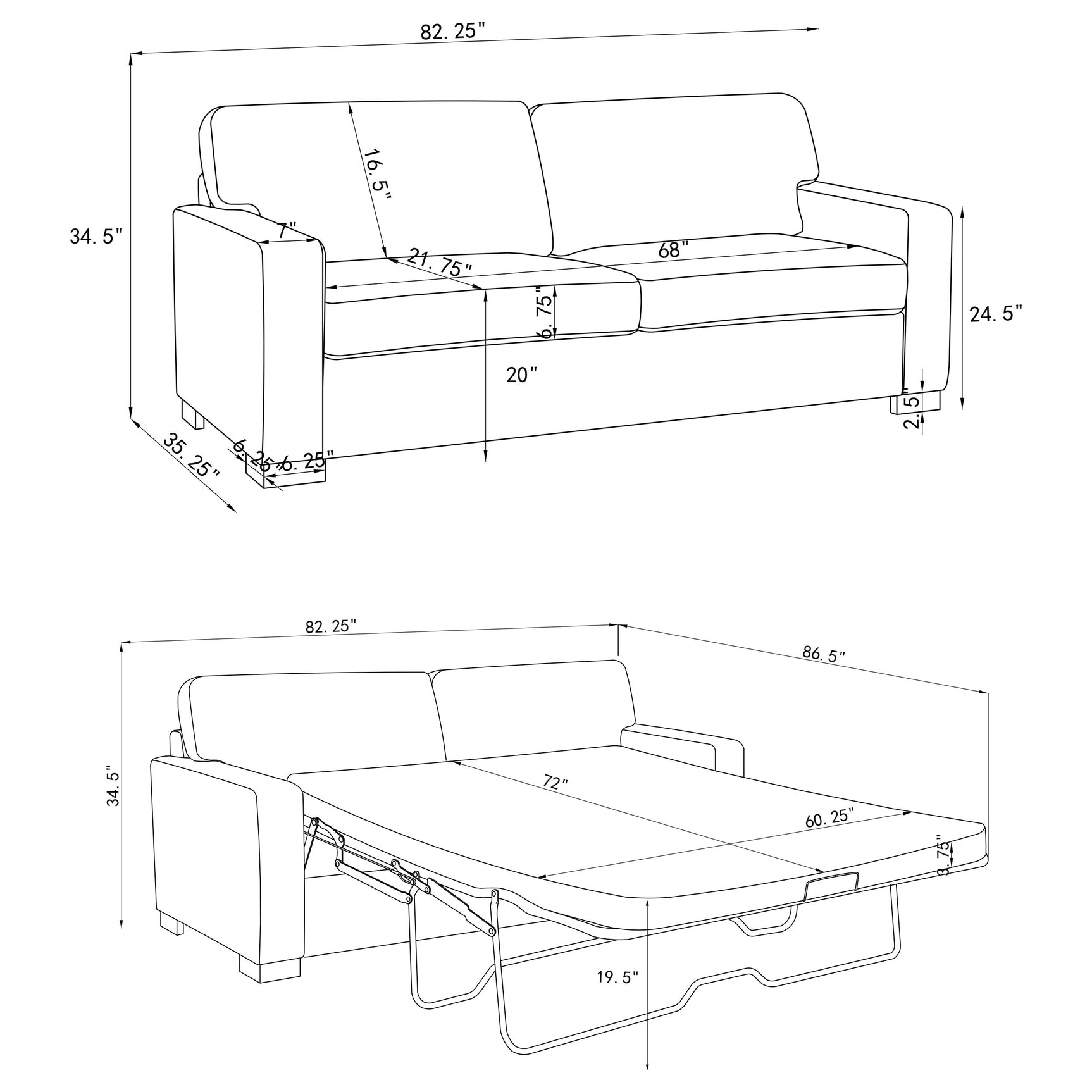 Simpson Upholstered Sofa Sleeper with Queen Mattress Grey - Tampa Furniture Outlet