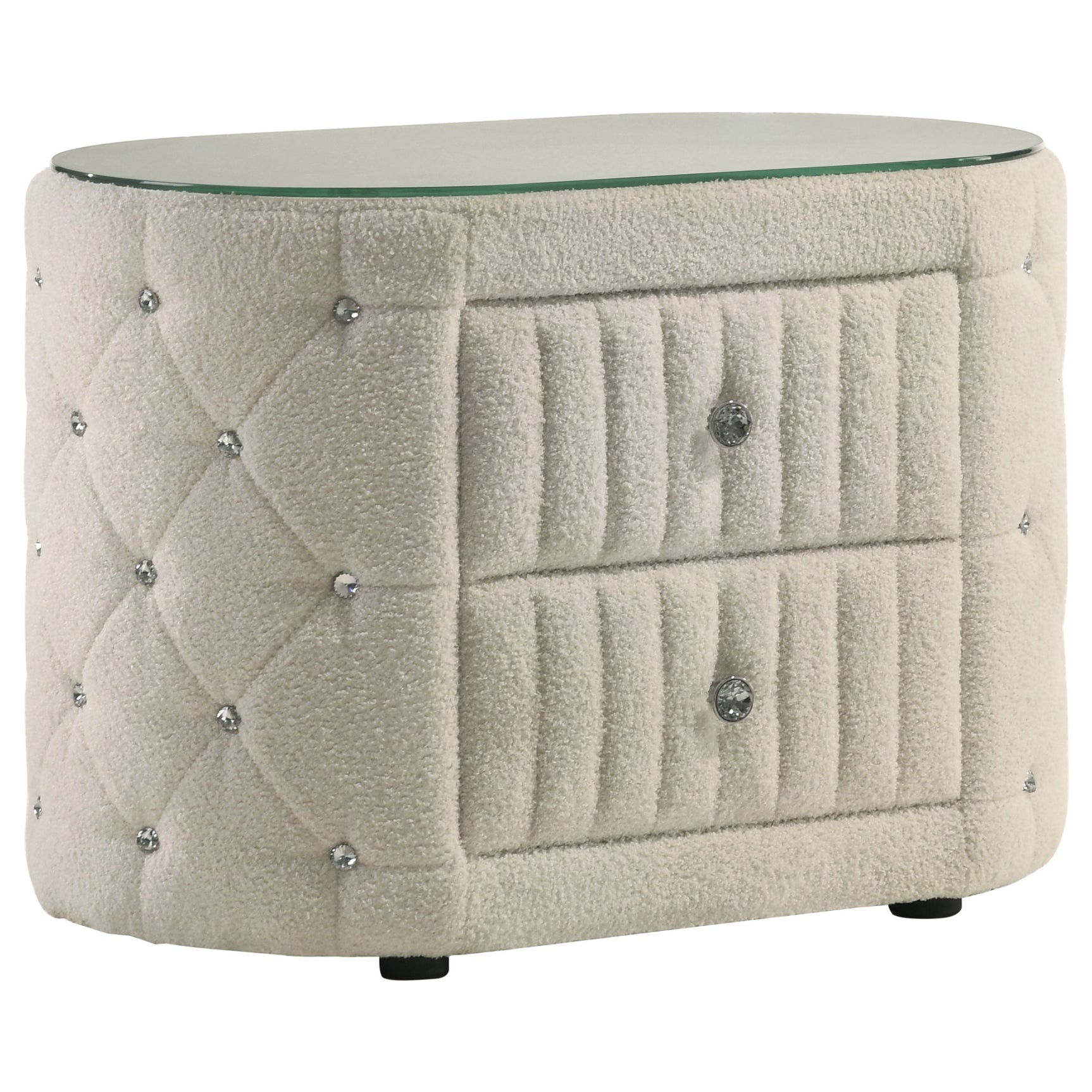 Tampa Furniture Outlet - Coaster - Sonya 2-drawer Upholstered Nightstand Bedside Table Ivory - 360112