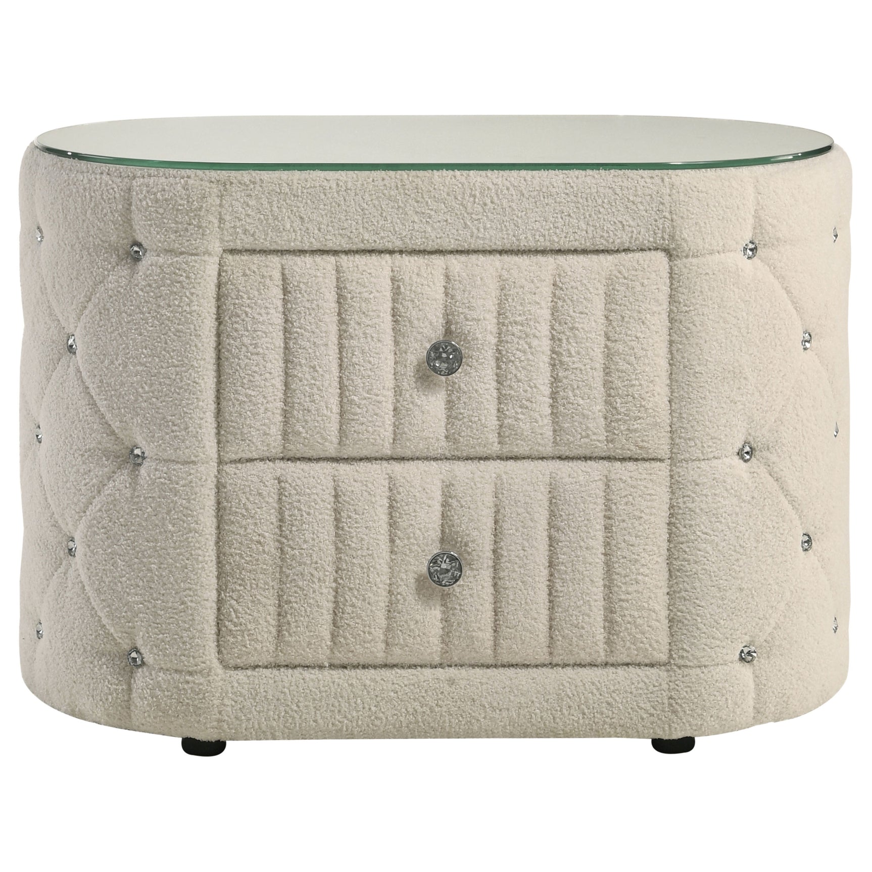 Sonya 2-drawer Upholstered Nightstand Bedside Table Ivory - Tampa Furniture Outlet