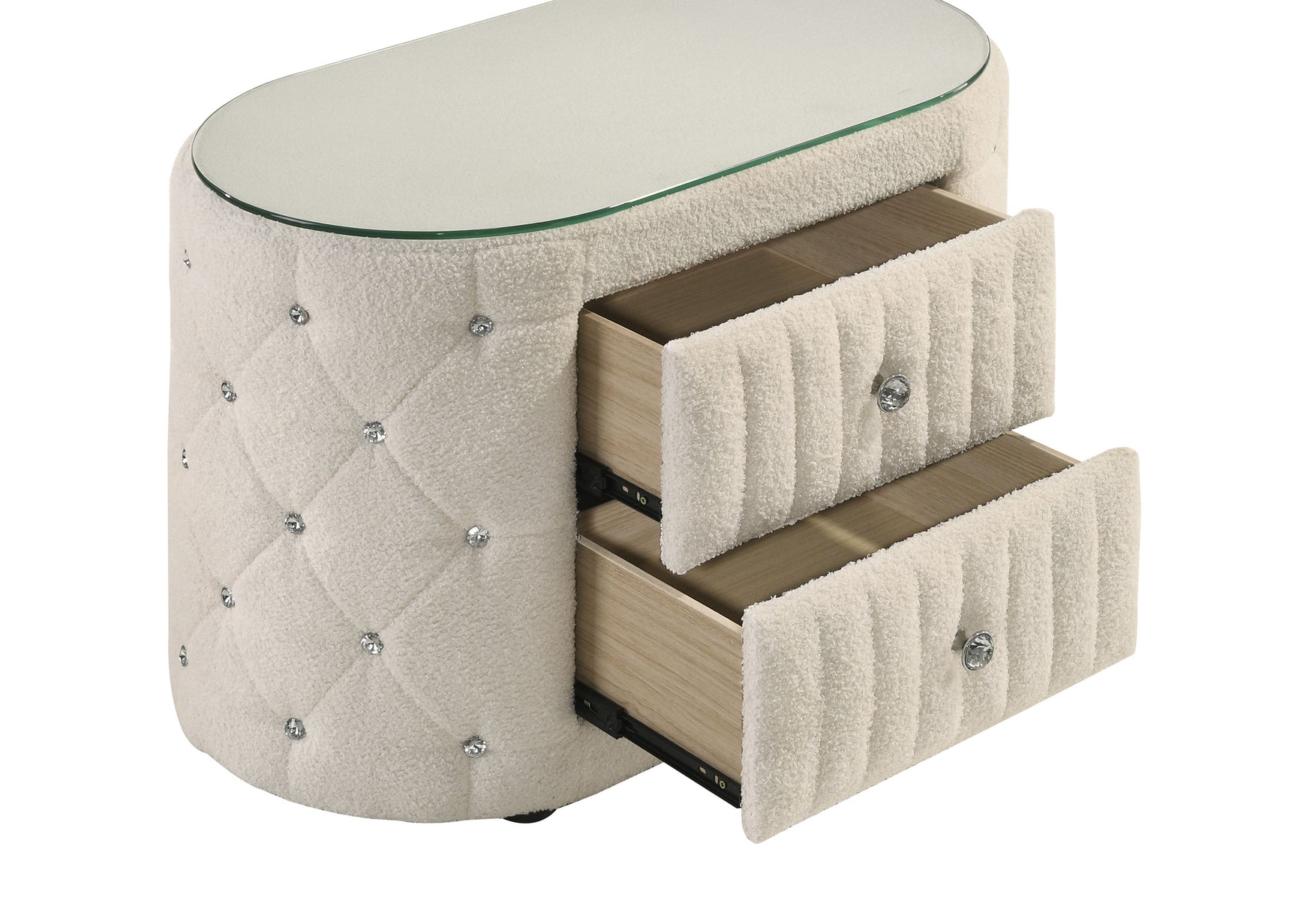 Sonya 2-drawer Upholstered Nightstand Bedside Table Ivory - Tampa Furniture Outlet