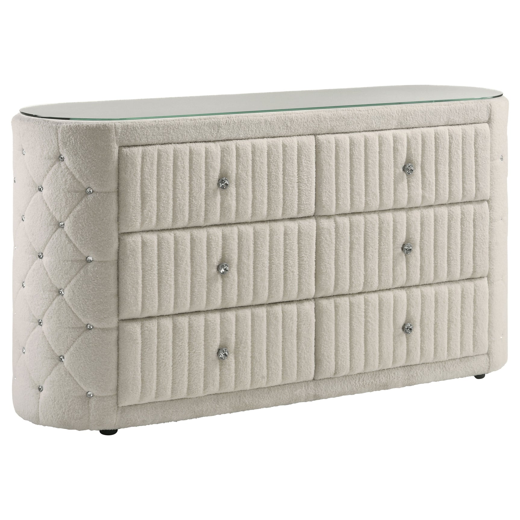 Tampa Furniture Outlet - Coaster - Sonya 6-drawer Upholstered Bedroom Dresser Ivory - 360113