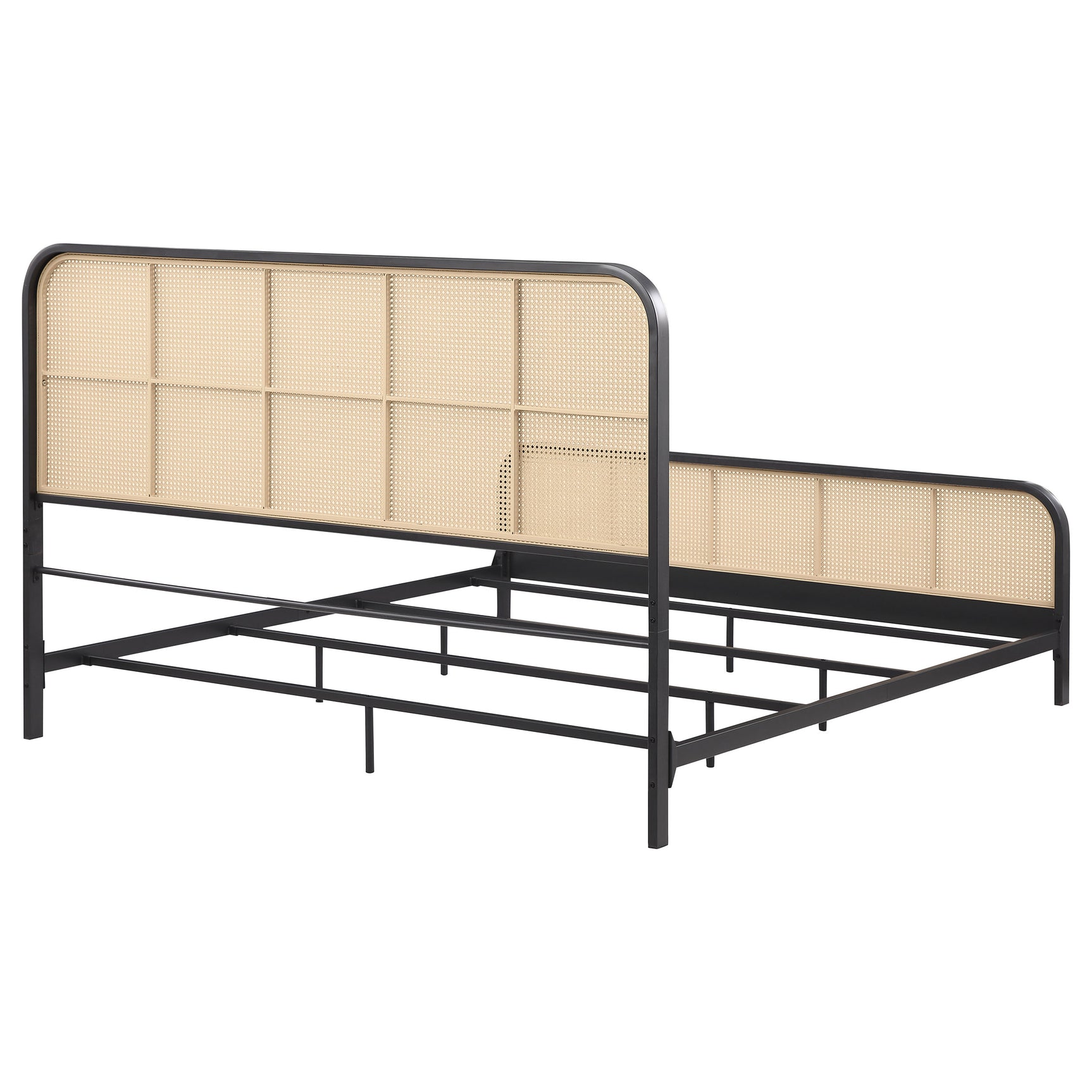 Lanewood Open Cane Webbing Metal Eastern King Bed Black - Tampa Furniture Outlet