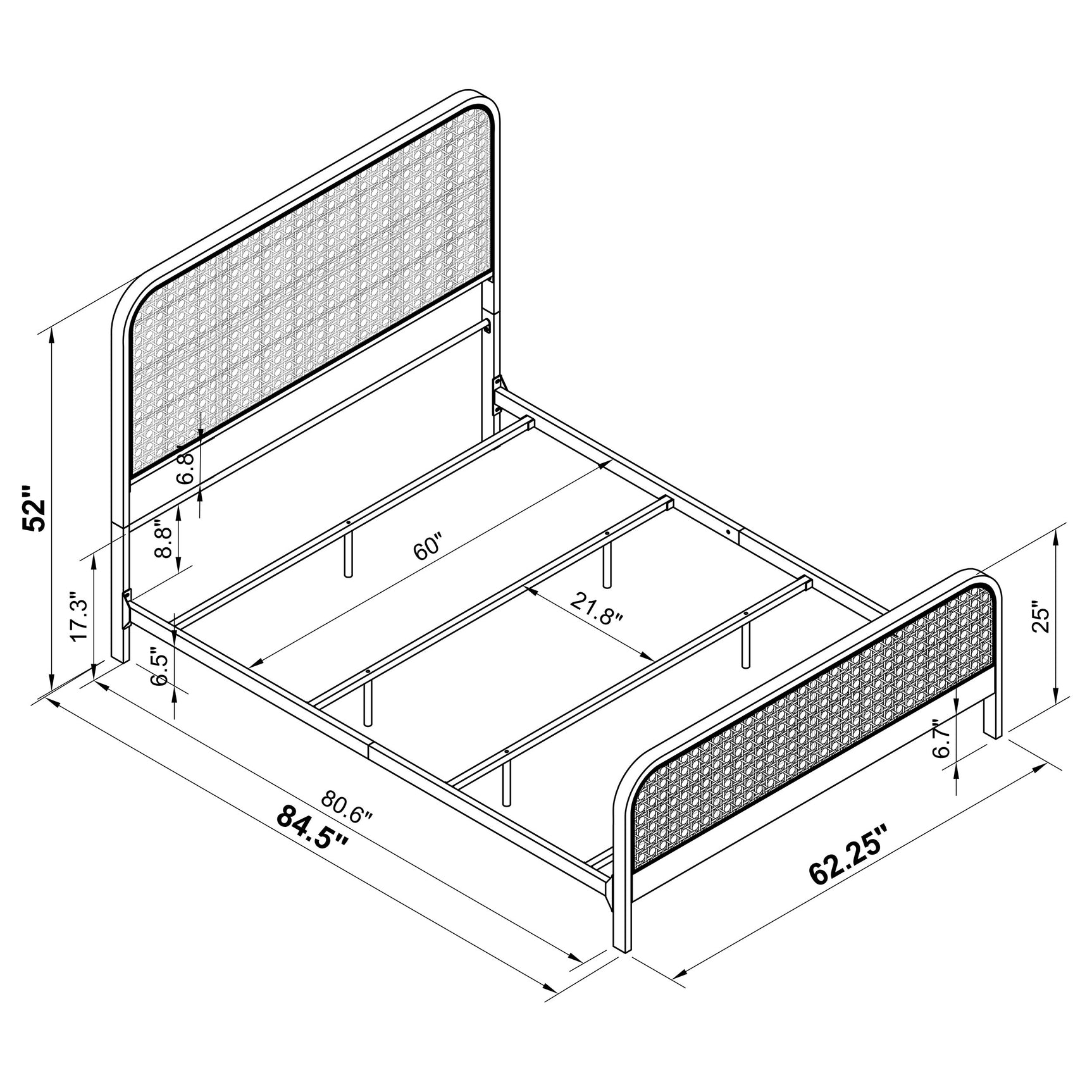 Lanewood Open Cane Webbing Metal Queen Bed White - Tampa Furniture Outlet