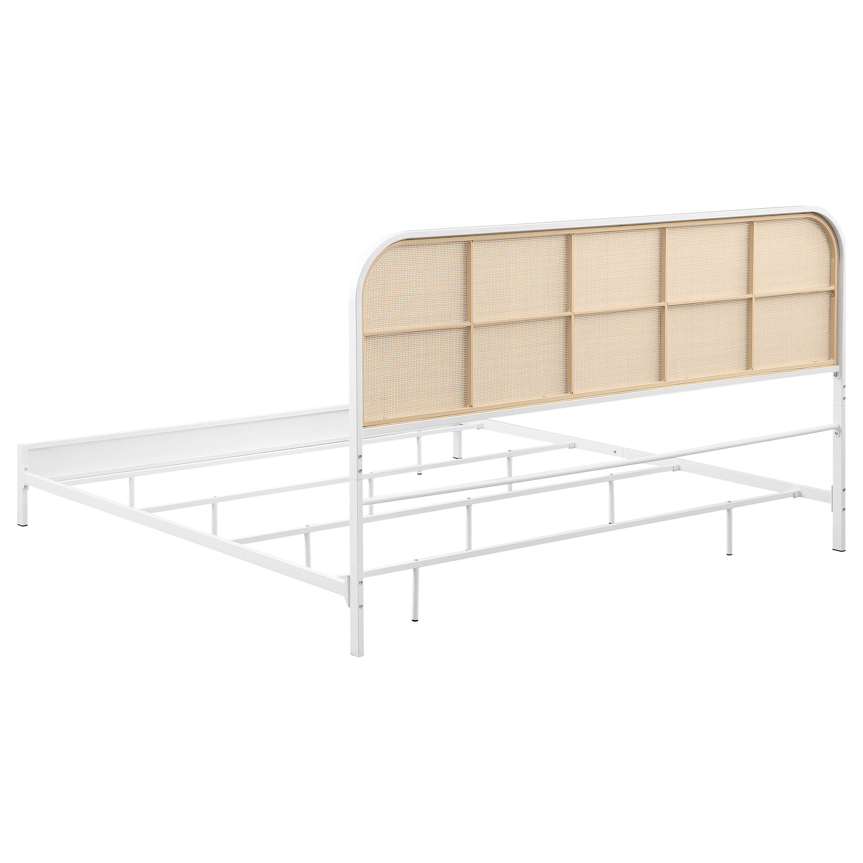 Amherst Radio Weave Rattan Metal Eastern King Bed White - Tampa Furniture Outlet