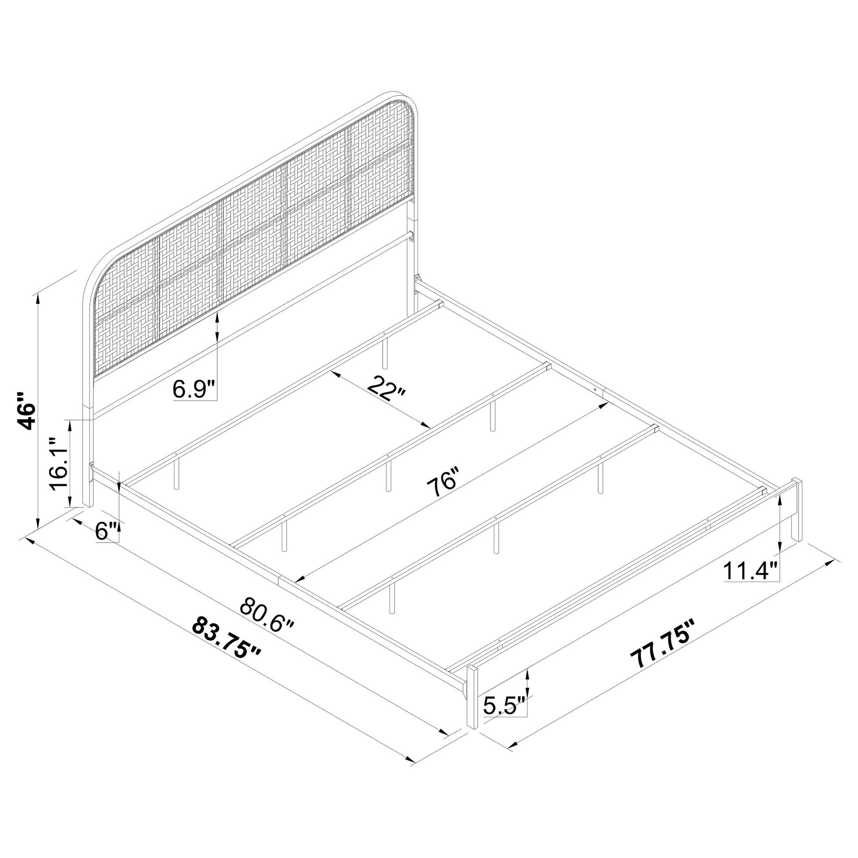 Amherst Radio Weave Rattan Metal Eastern King Bed White - Tampa Furniture Outlet
