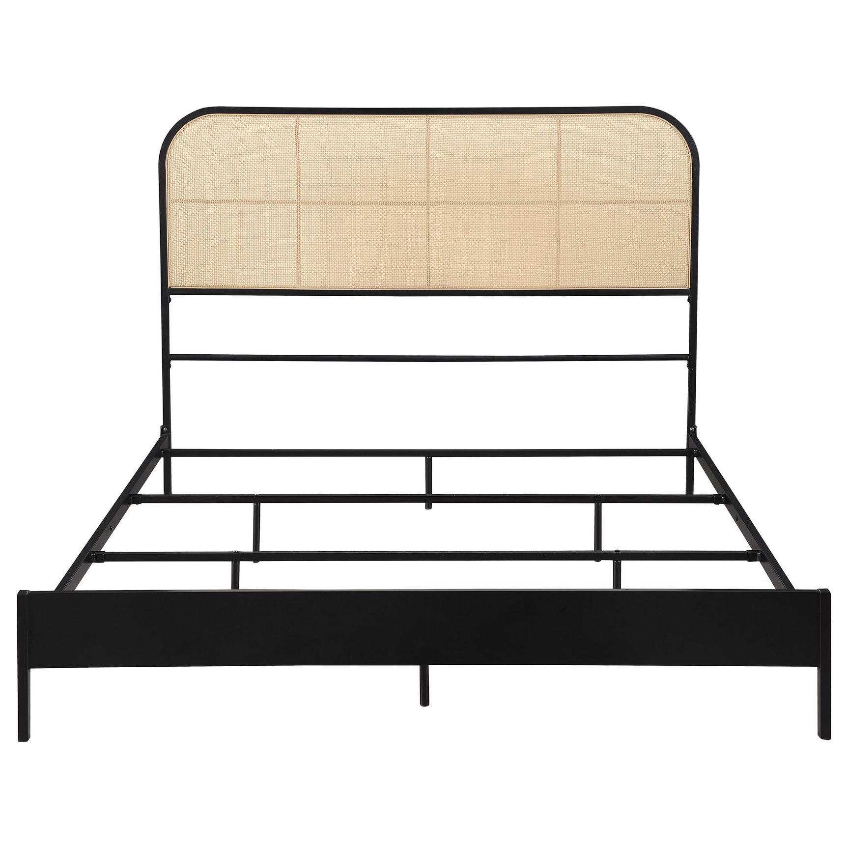 Amherst Radio Weave Rattan Metal Queen Bed Black - Tampa Furniture Outlet