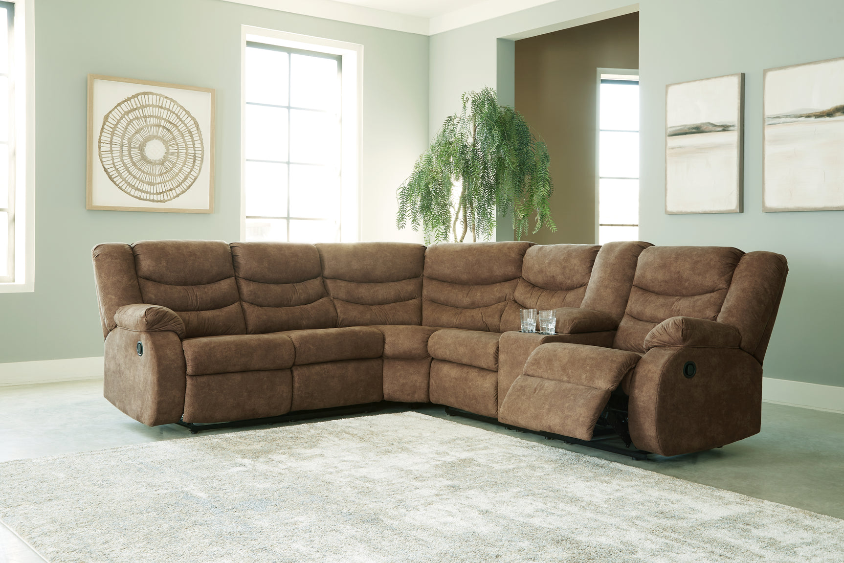 Tampa Furniture Outlet - Ashley Furniture - Partymate Sectional - 2-Piece Reclining Sectional / Brindle - 36902S1