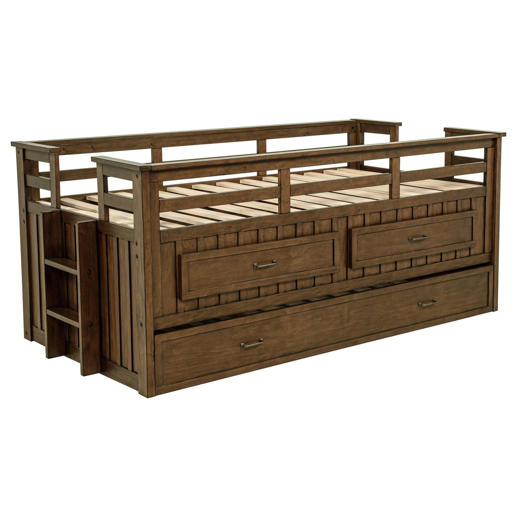 Carlsbad Wood Twin Captains Bed With Trundle Medium Brown - Tampa Furniture Outlet