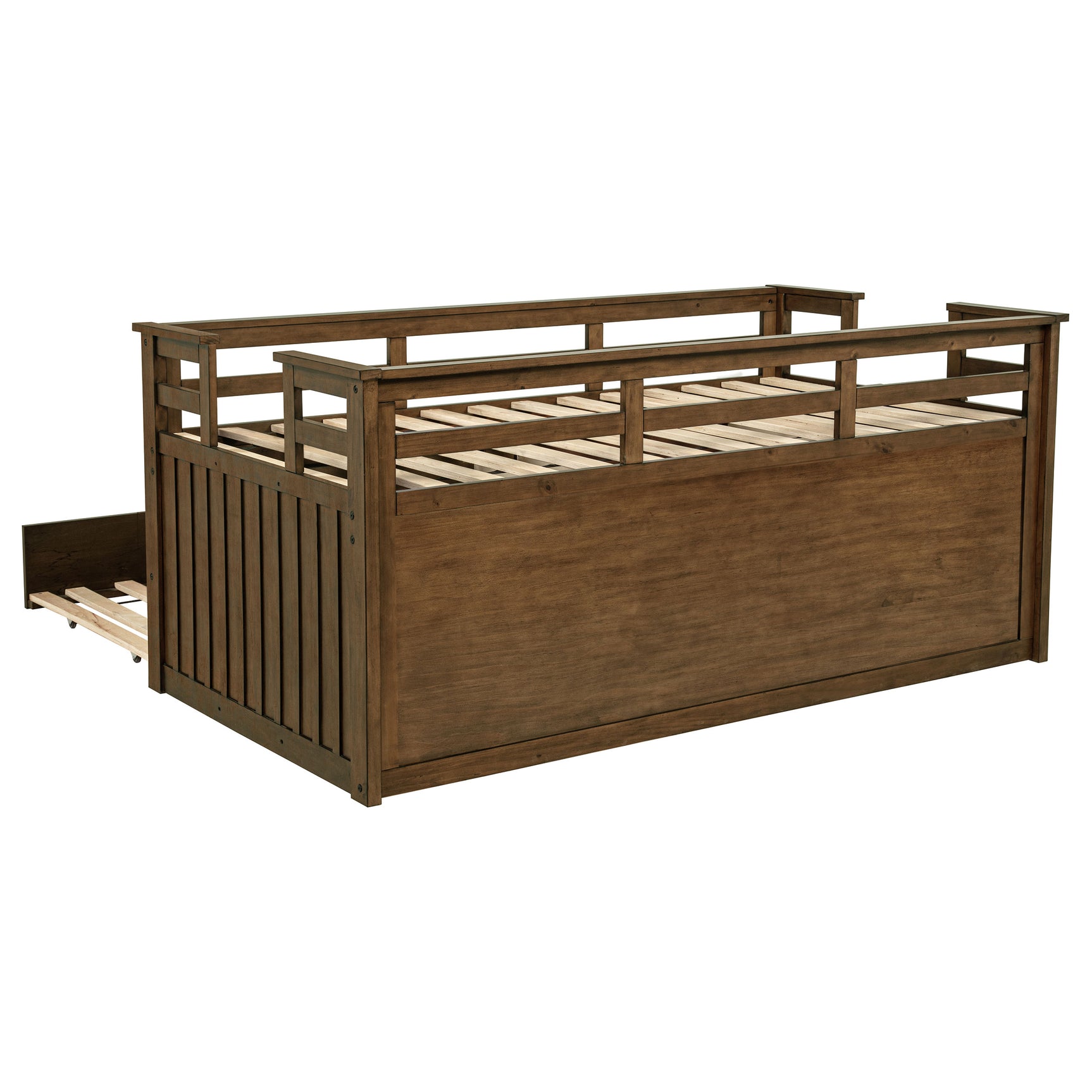Carlsbad Wood Twin Captains Bed With Trundle Medium Brown - Tampa Furniture Outlet