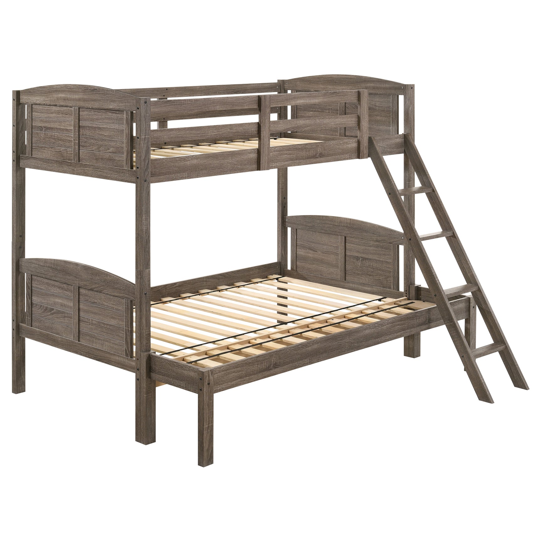 Tampa Furniture Outlet - Coaster - Flynn Wood Twin Over Full Bunk Bed Weathered Brown - 400809