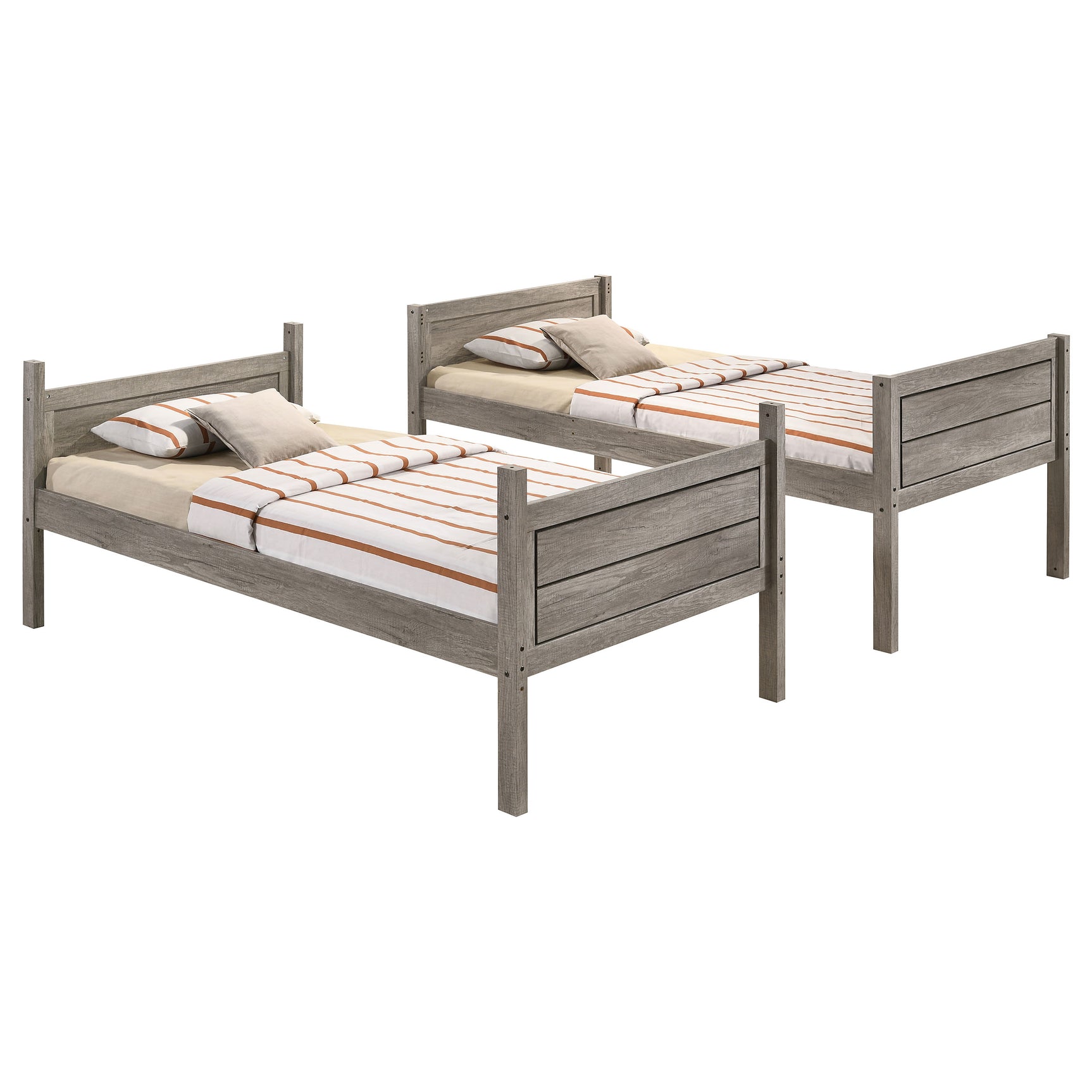 Ryder Wood Twin Over Twin Bunk Bed Weathered Taupe - Tampa Furniture Outlet