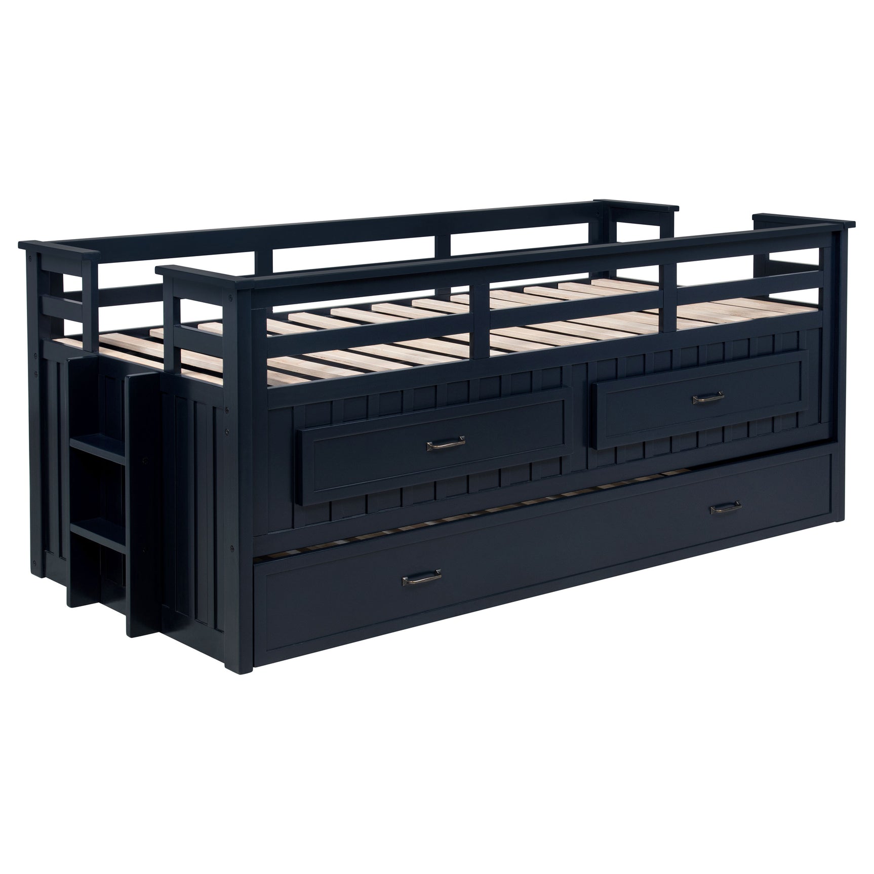 Tampa Furniture Outlet - Coaster - Carlsbad Wood Twin Captains Bed With Trundle Navy Blue - 401980T