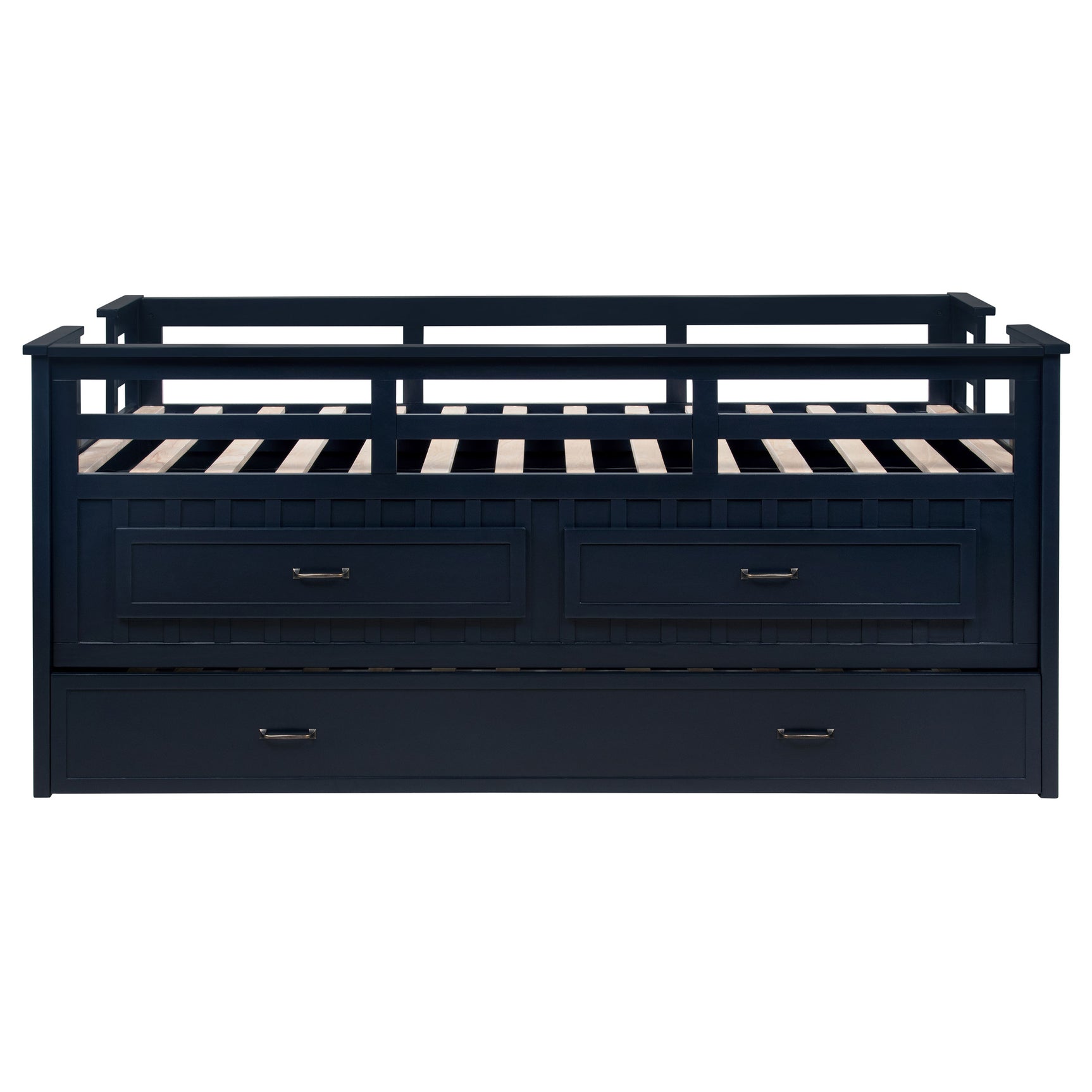 Carlsbad Wood Twin Captains Bed With Trundle Navy Blue - Tampa Furniture Outlet