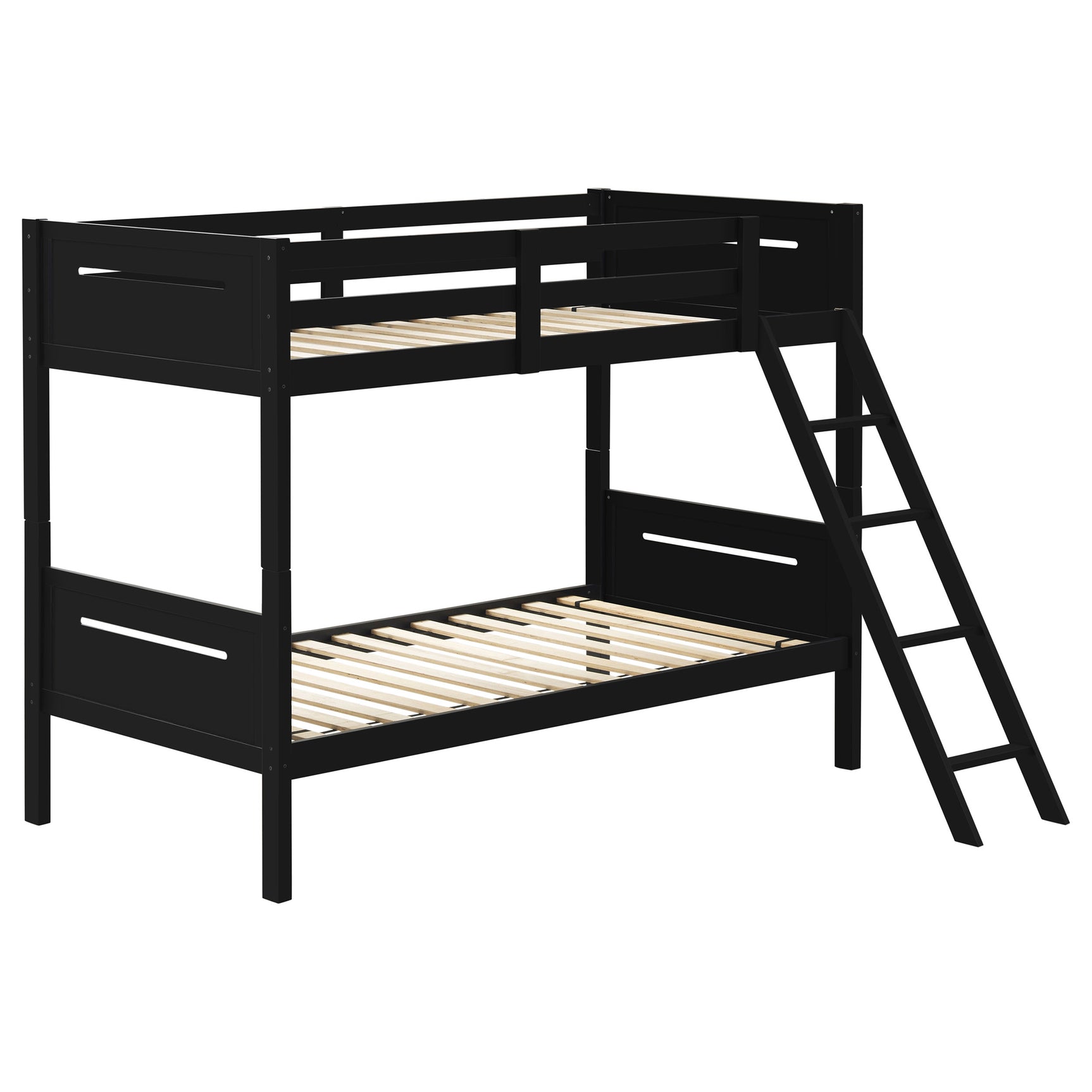 Tampa Furniture Outlet - Coaster - Littleton Wood Twin Over Twin Bunk Bed Black - 405051BLK