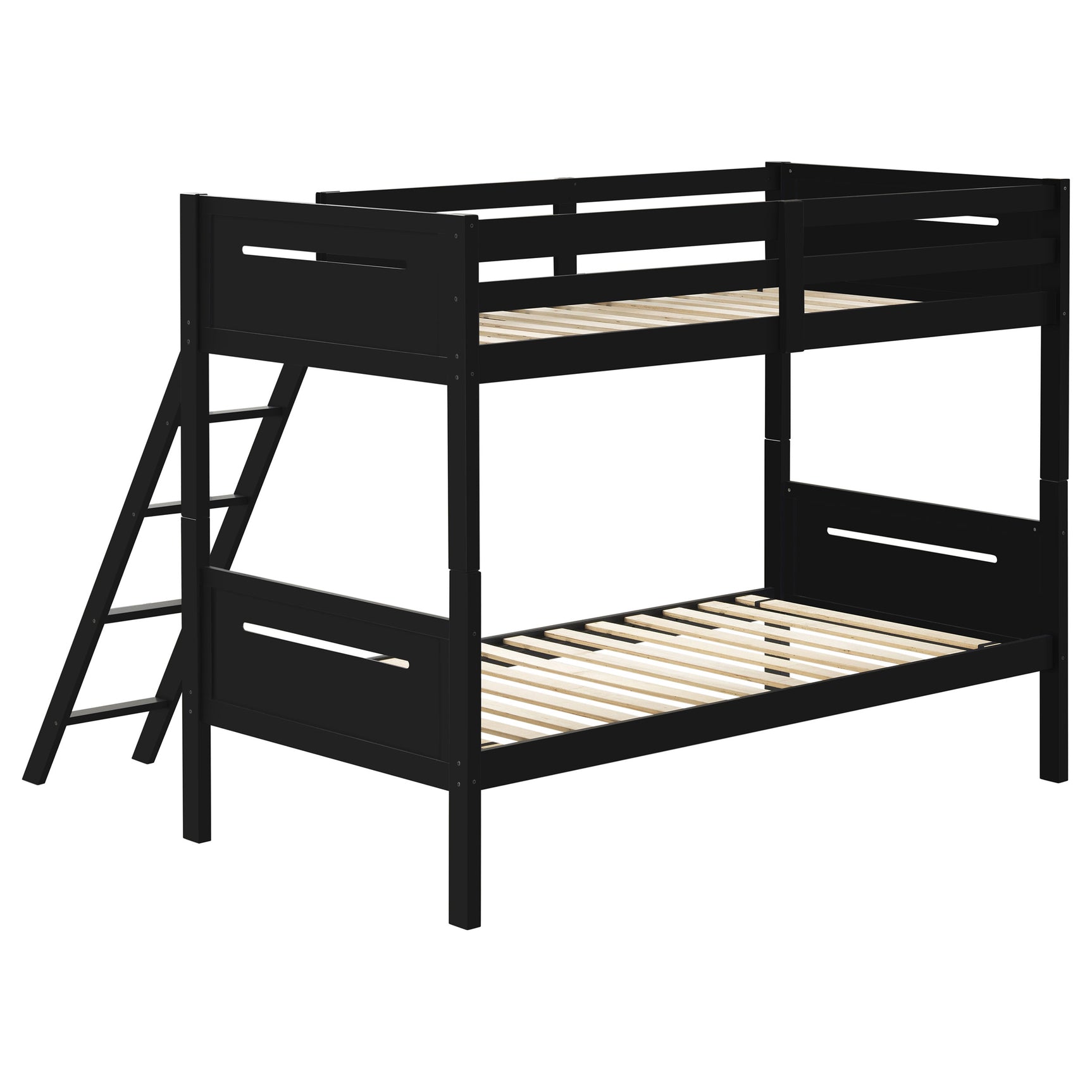 Littleton Wood Twin Over Twin Bunk Bed Black - Tampa Furniture Outlet