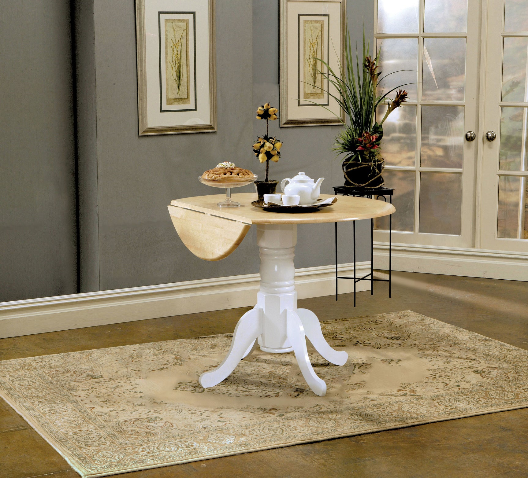 Allison Round 40-inch Drop Leaf Extension Dining Table White - Tampa Furniture Outlet