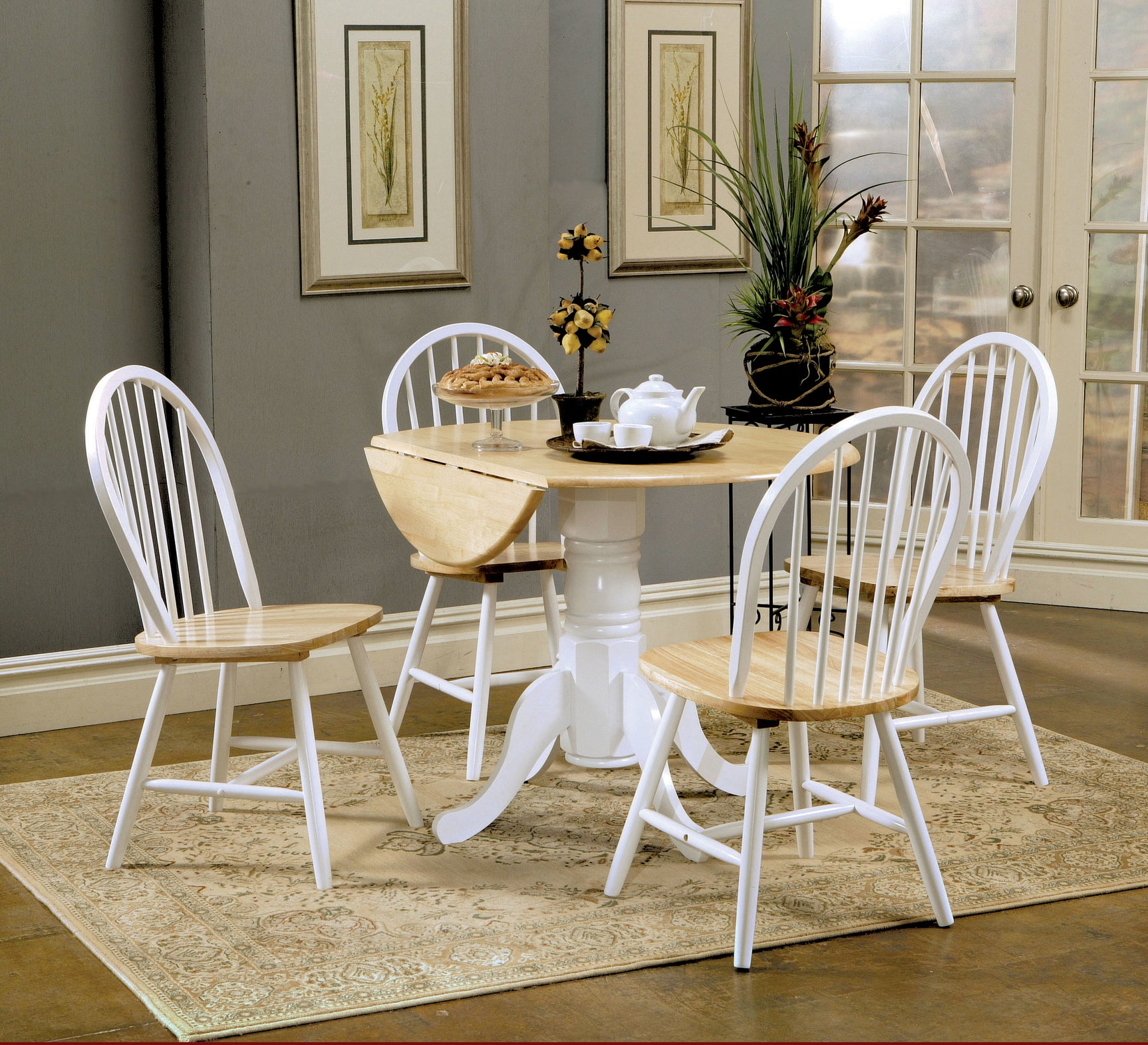 Allison Round 40-inch Drop Leaf Extension Dining Table White - Tampa Furniture Outlet