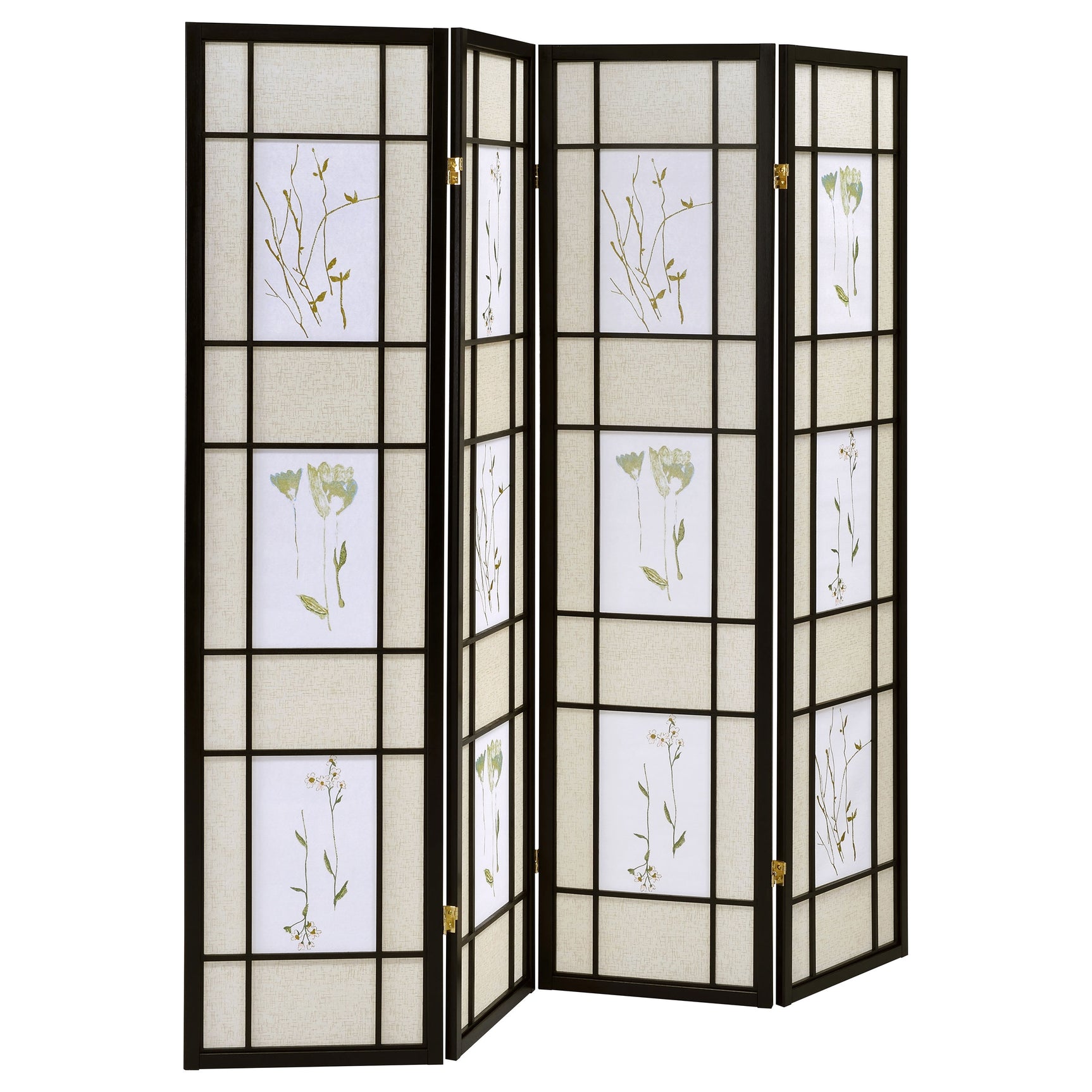 Tampa Furniture Outlet - Coaster - Catabella 4-Panel Room Divider Folding Shoji Screen Floral - 4407