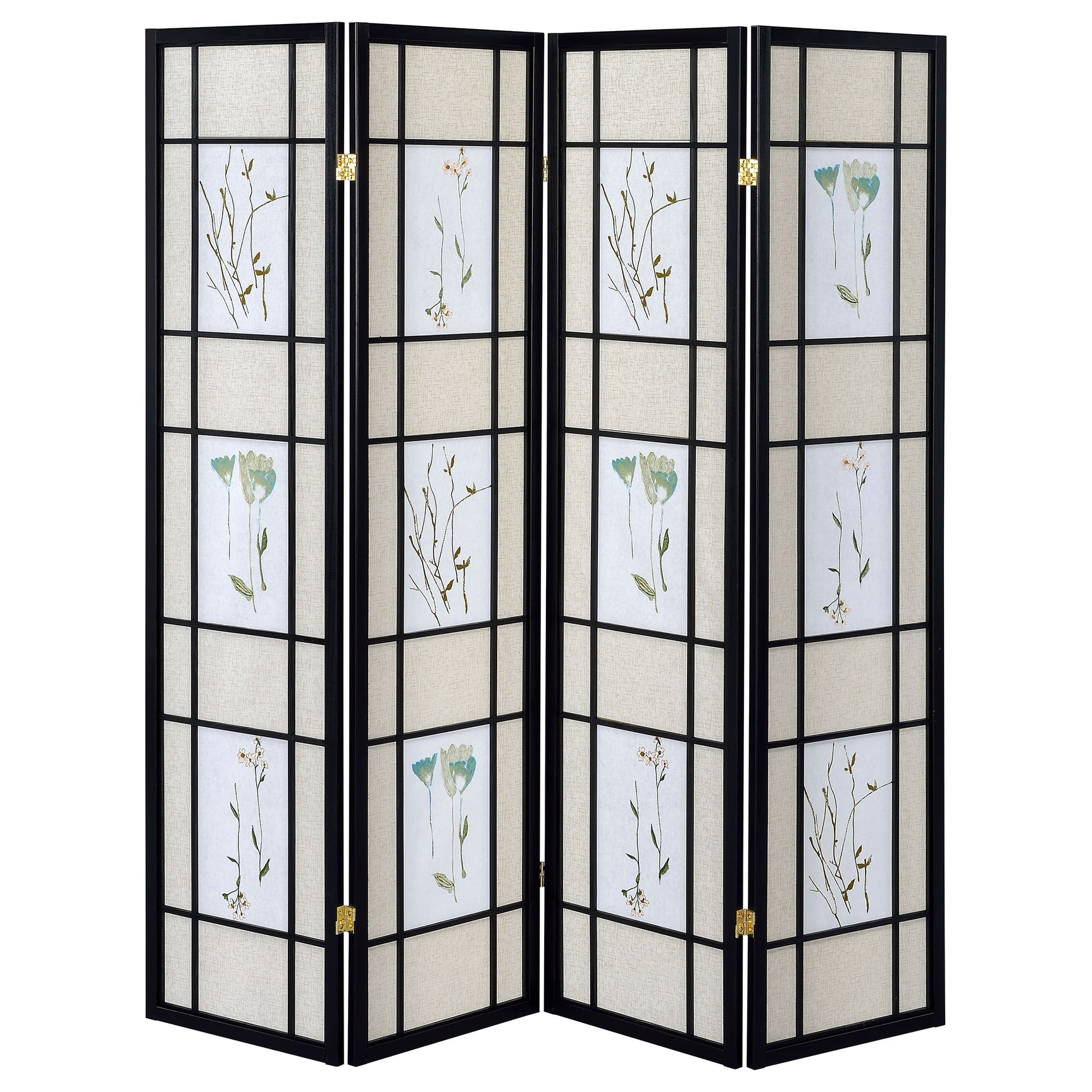 Catabella 4-Panel Room Divider Folding Shoji Screen Floral - Tampa Furniture Outlet