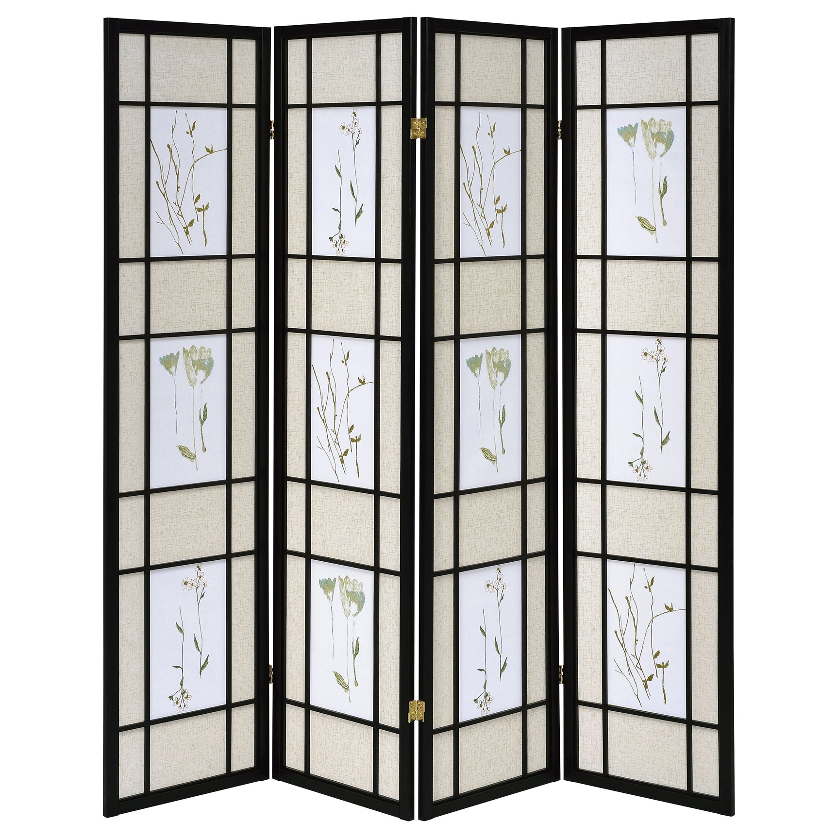 Catabella 4-Panel Room Divider Folding Shoji Screen Floral - Tampa Furniture Outlet