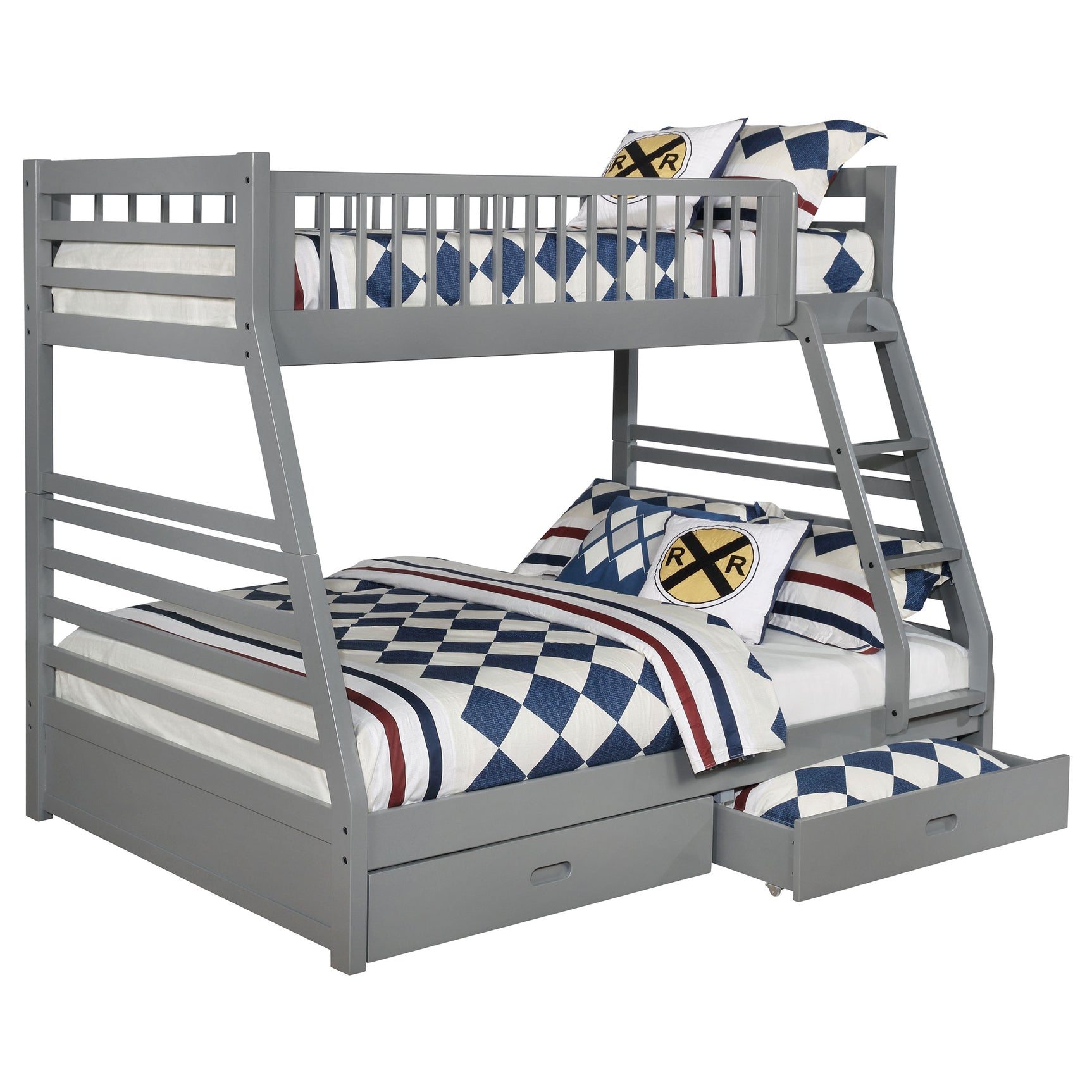 Ashton 2-drawer Wood Twin Over Full Bunk Bed Grey - Tampa Furniture Outlet