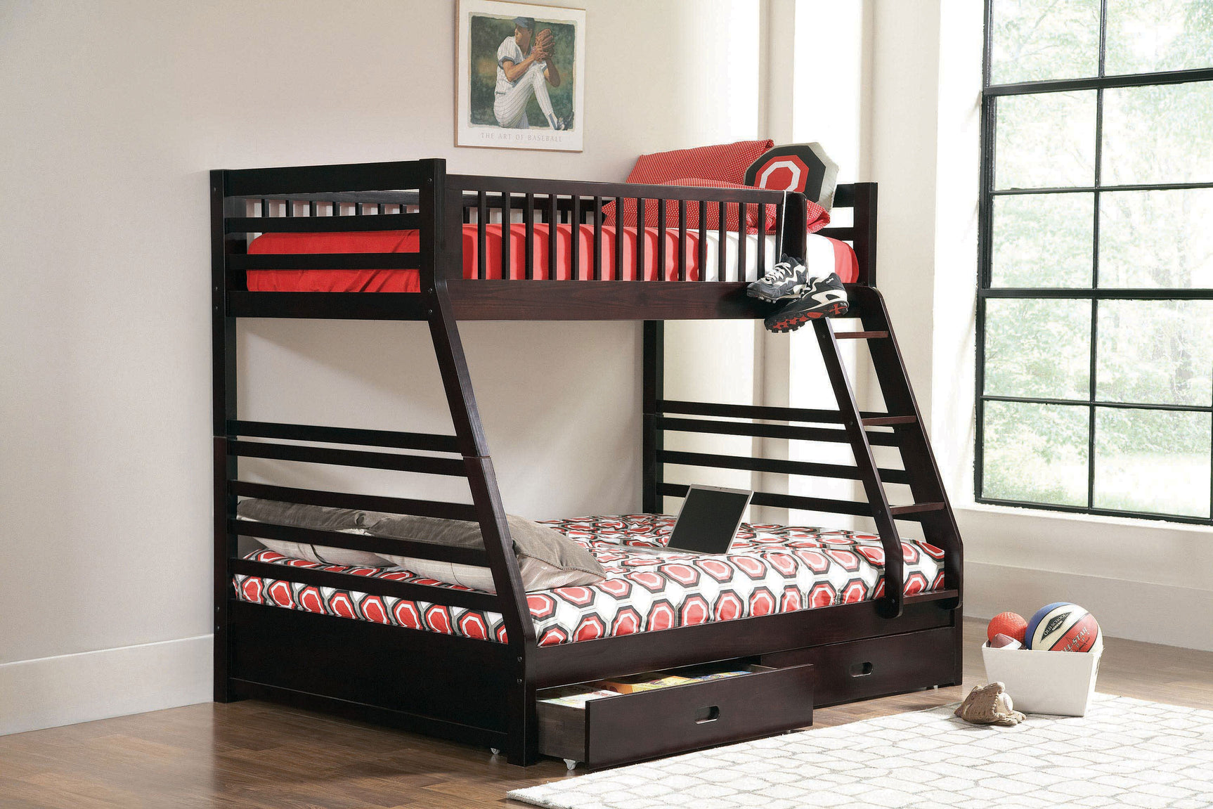 Ashton 2-drawer Wood Twin Over Full Bunk Bed Cappuccino - Tampa Furniture Outlet