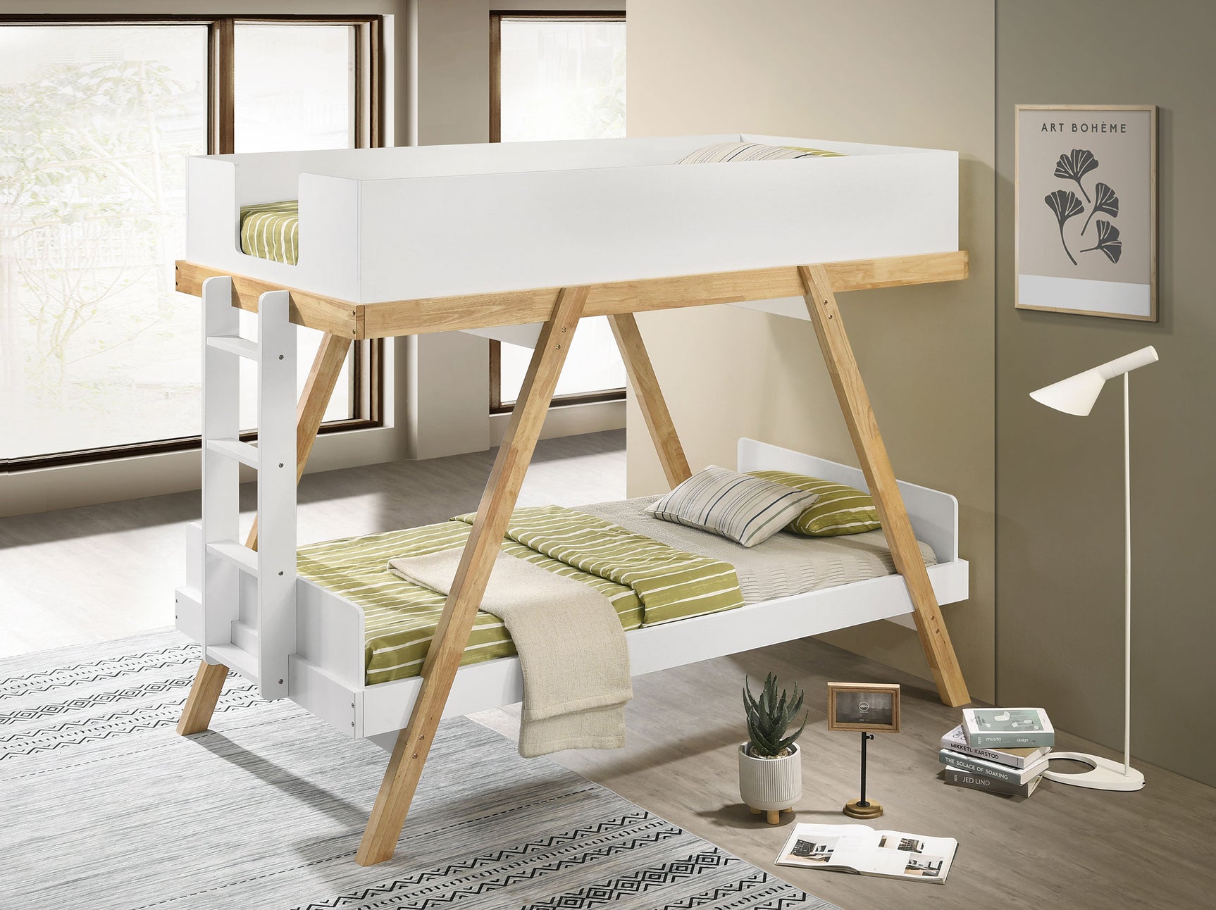 Frankie Twin Over Twin Bunk Bed with 7-inch Mattresses White - Tampa Furniture Outlet