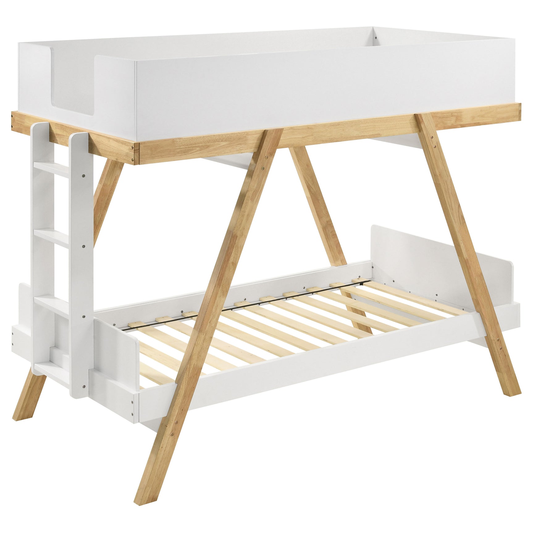 Tampa Furniture Outlet - Coaster - Frankie Wood Twin Over Twin Bunk Bed White and Natural - 460570T