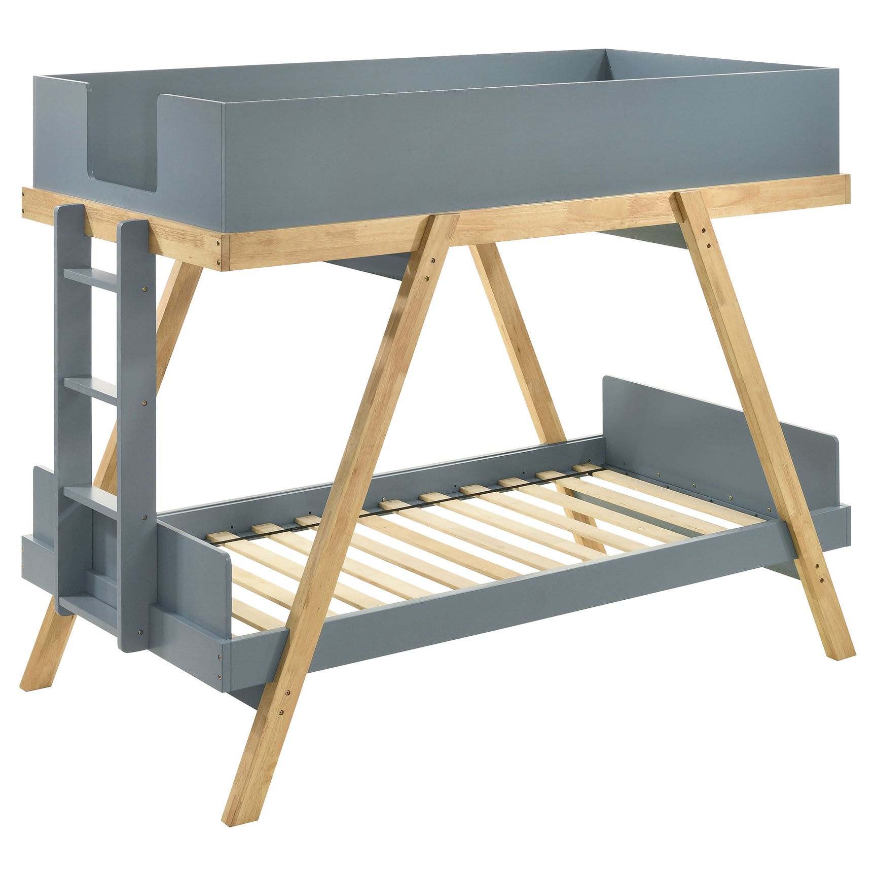 Tampa Furniture Outlet - Coaster - Frankie Wood Twin Over Twin Bunk Bed Blue and Natural - 460572T