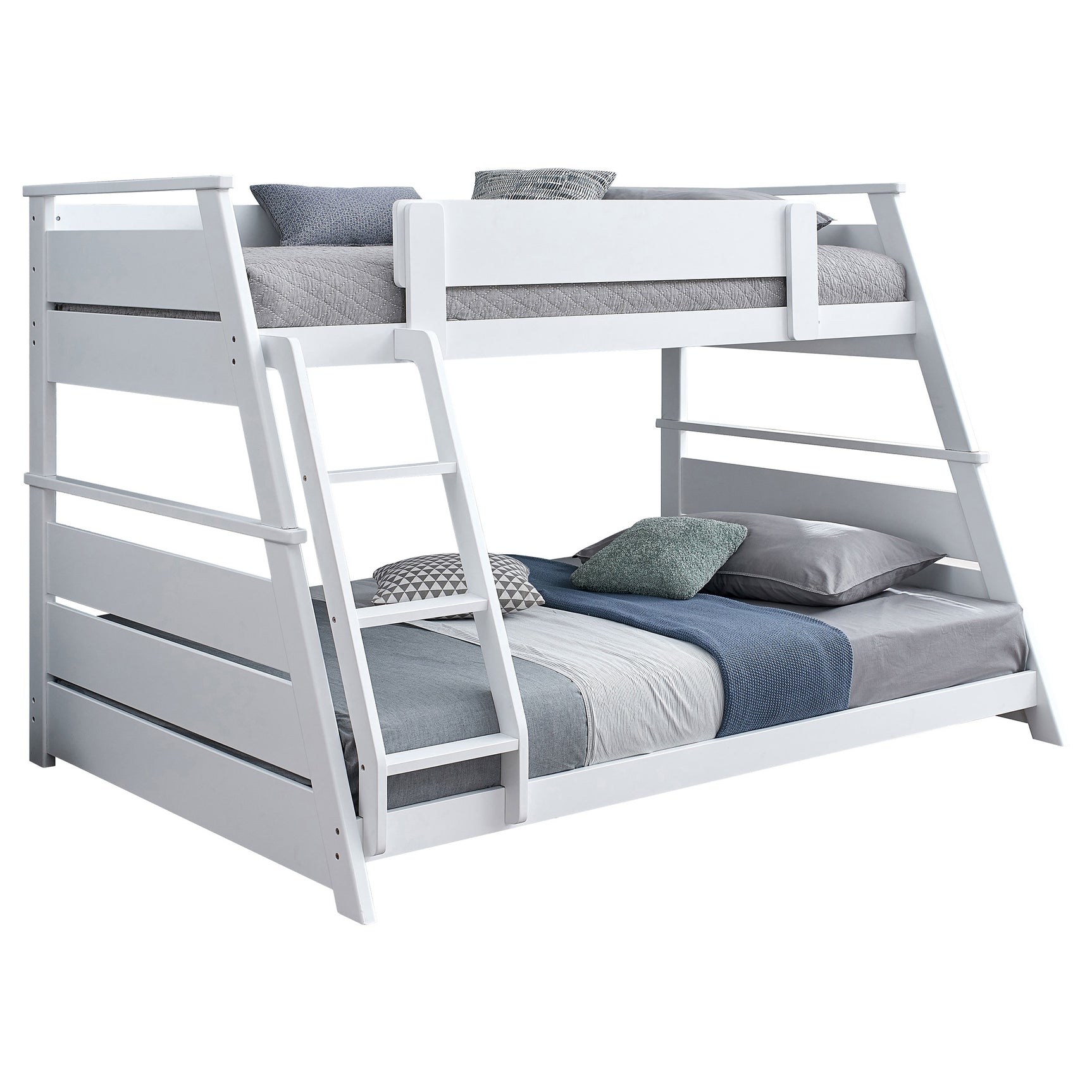 Holden Wood Veneer Twin Over Full Bunk Bed White - Tampa Furniture Outlet
