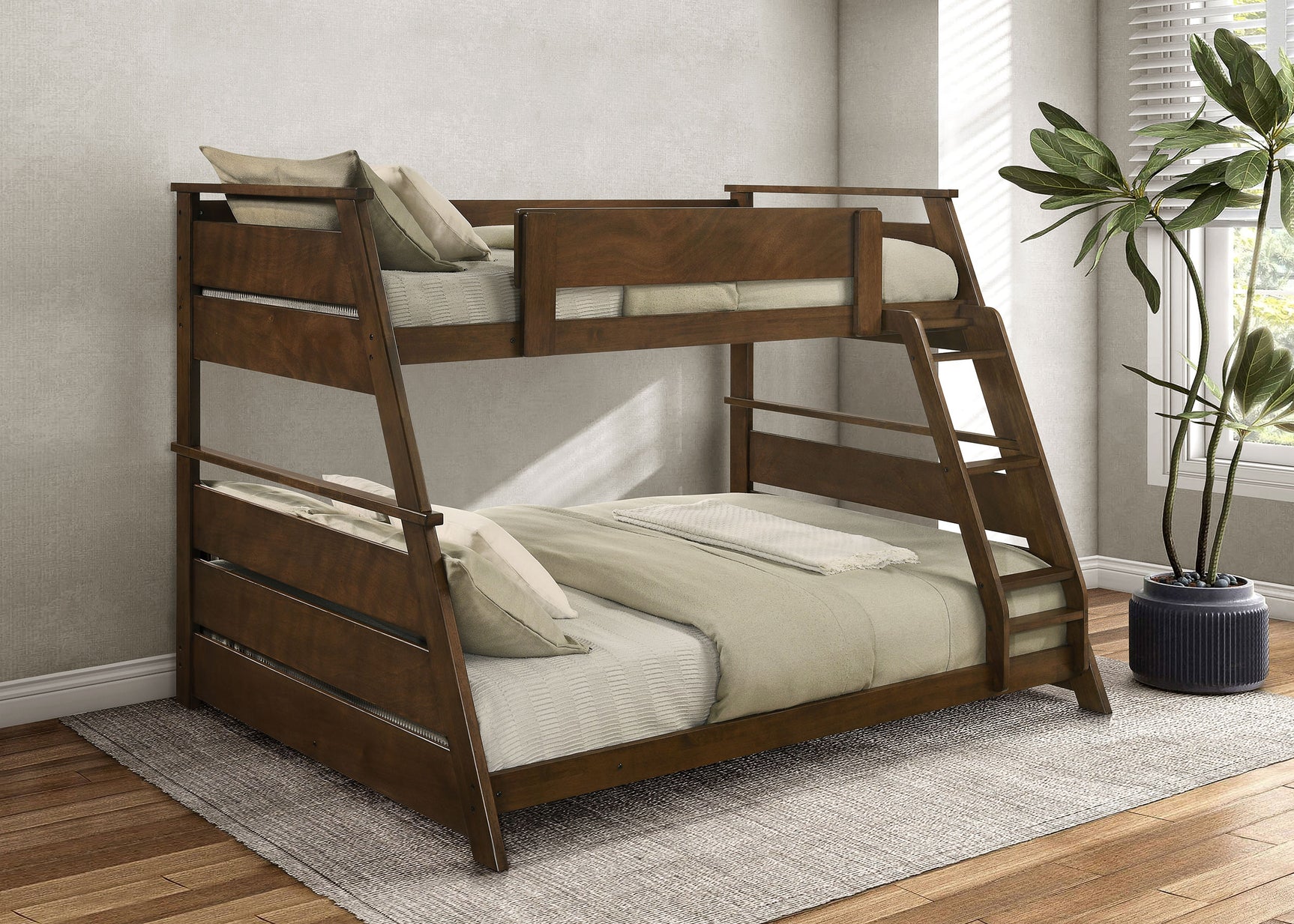 Holden Wood Veneer Twin Over Full Bunk Bed Walnut - Tampa Furniture Outlet
