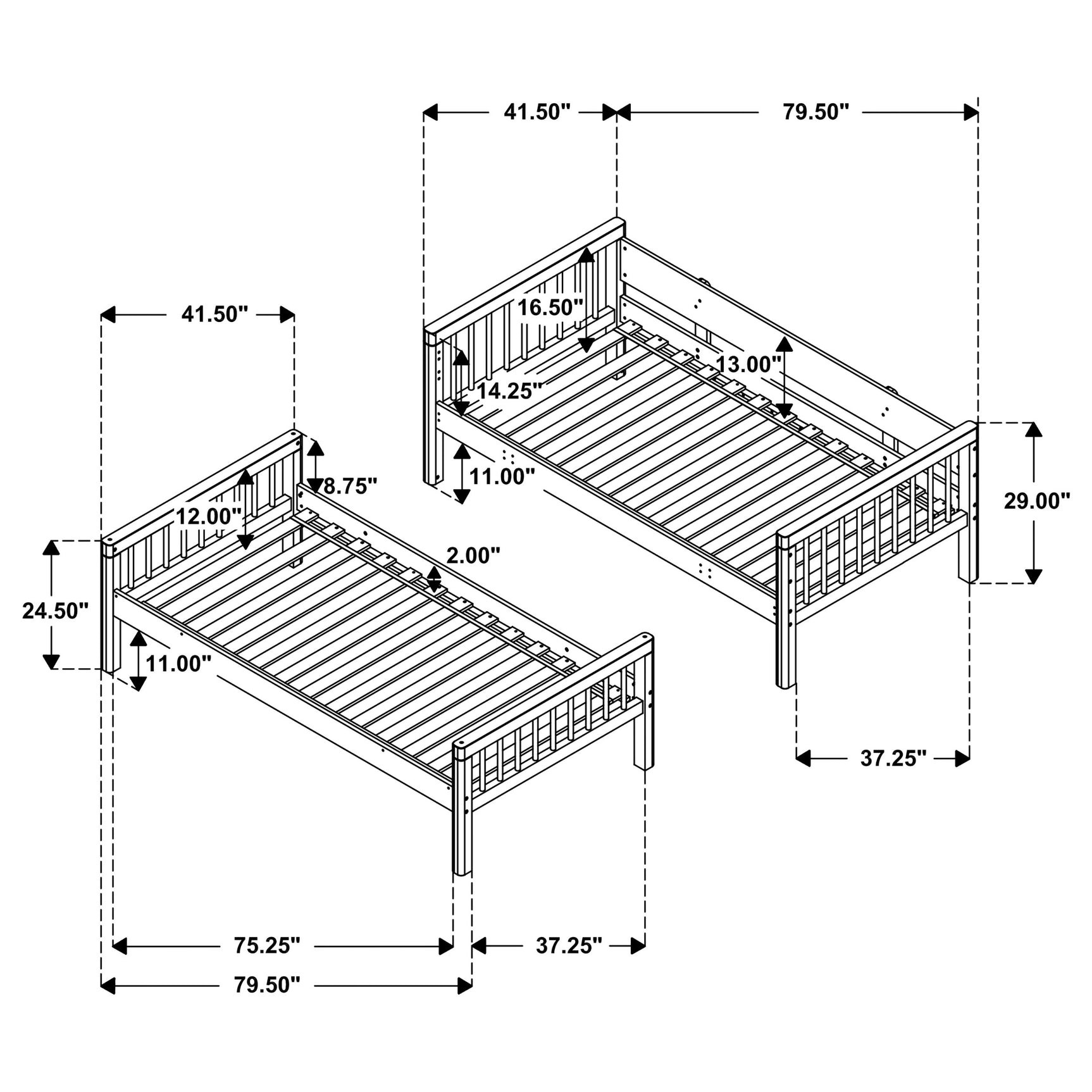 Dakota Wood Twin Over Twin Bunk Bed Natural - Tampa Furniture Outlet