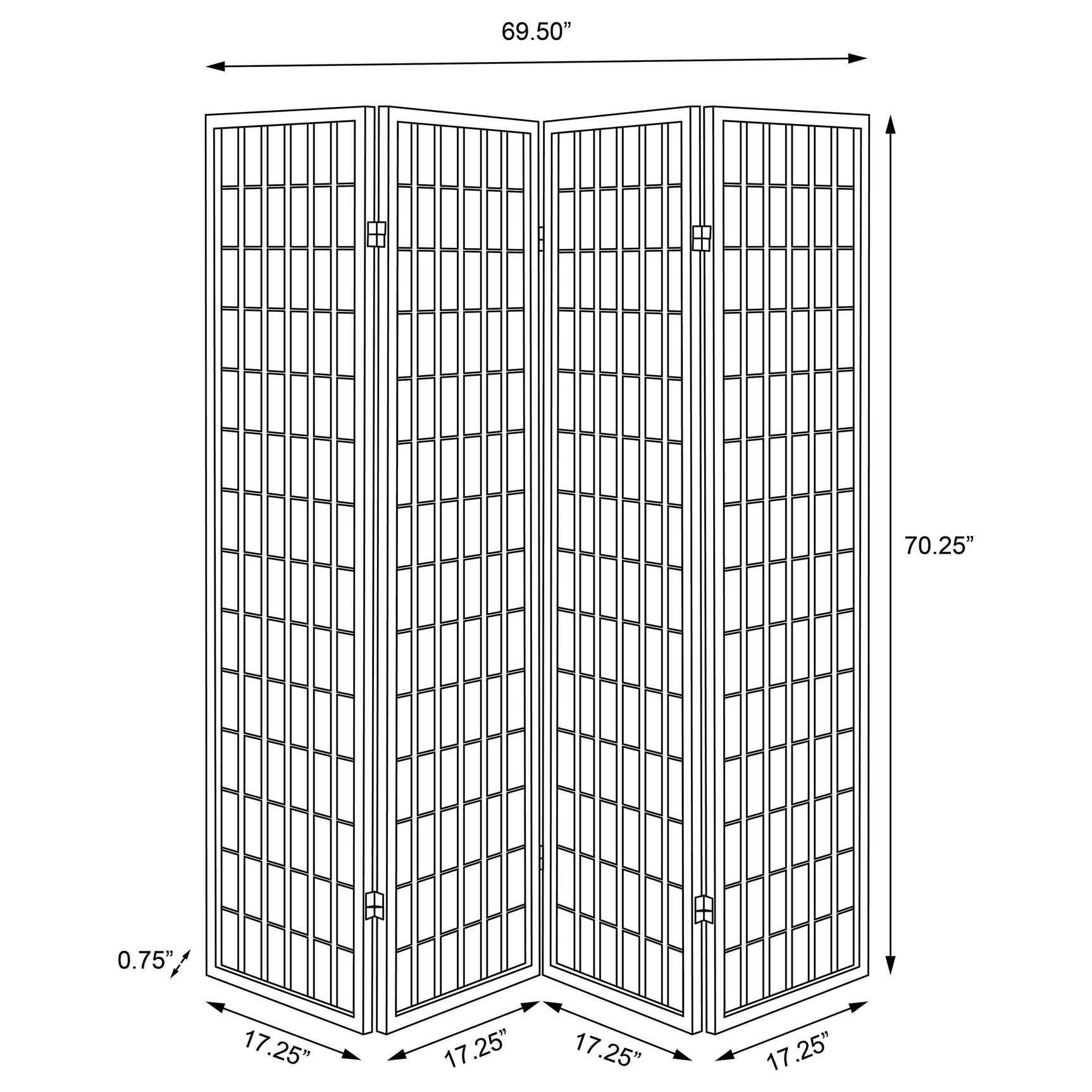 Roberto 4-Panel Room Divider Folding Shoji Screen Black - Tampa Furniture Outlet