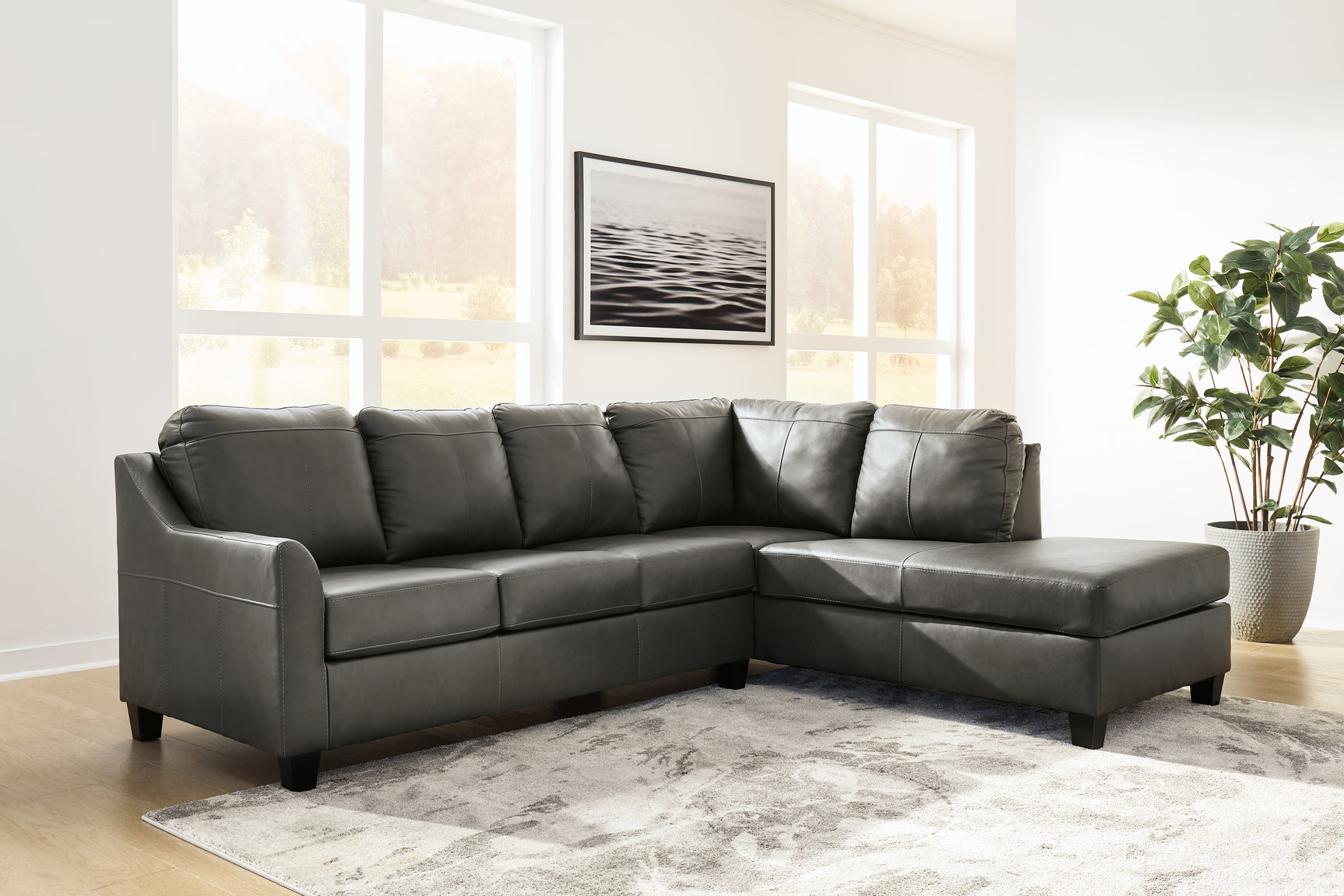 Tampa Furniture Outlet - Ashley Furniture - Valderno Sectional - LAF 2-Piece Sectional with Chaise / Fog - 47804S1