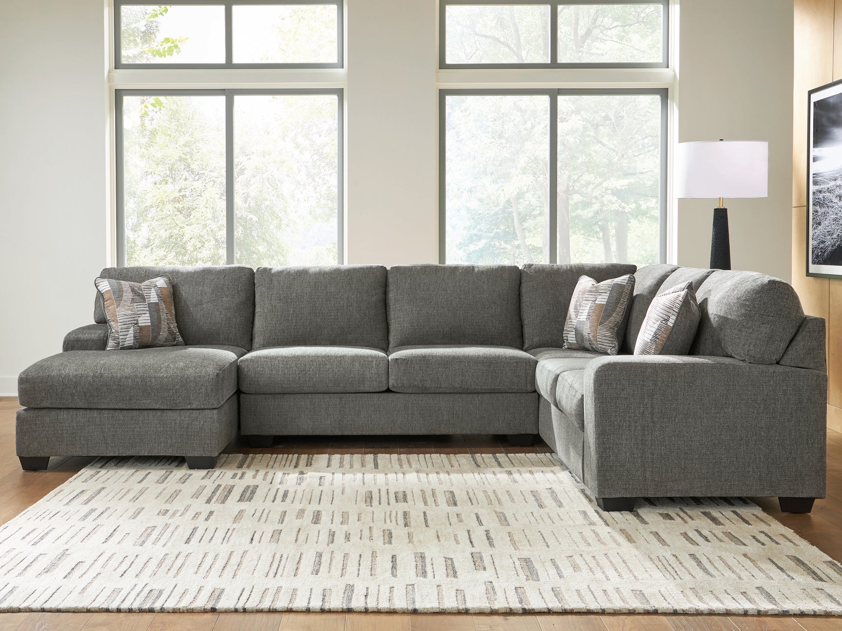 Tampa Furniture Outlet - Ashley Furniture - Revenna Sectional - RAF 3-Piece Sectional with Chaise / Greystone - PC48405S1