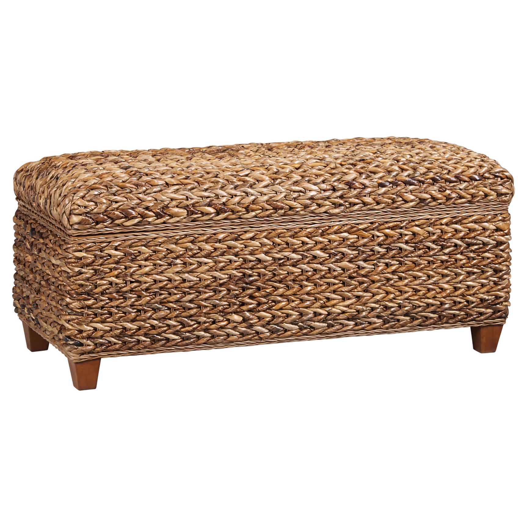 Tampa Furniture Outlet - Coaster - Laughton Hand-Woven Banana Leaf Storage Bench Amber - 500215