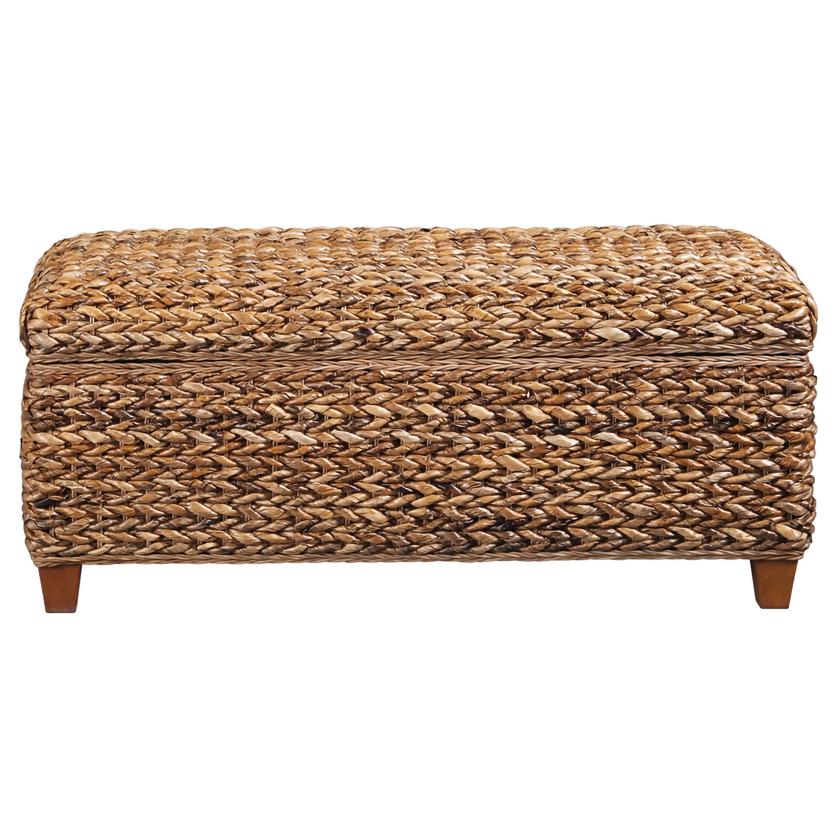 Laughton Hand-Woven Banana Leaf Storage Bench Amber - Tampa Furniture Outlet