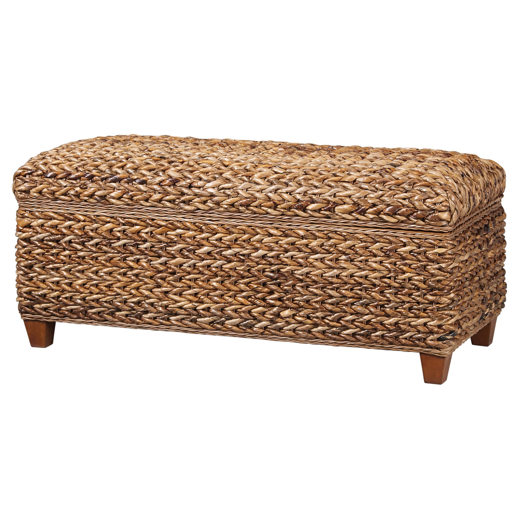 Laughton Hand-Woven Banana Leaf Storage Bench Amber - Tampa Furniture Outlet