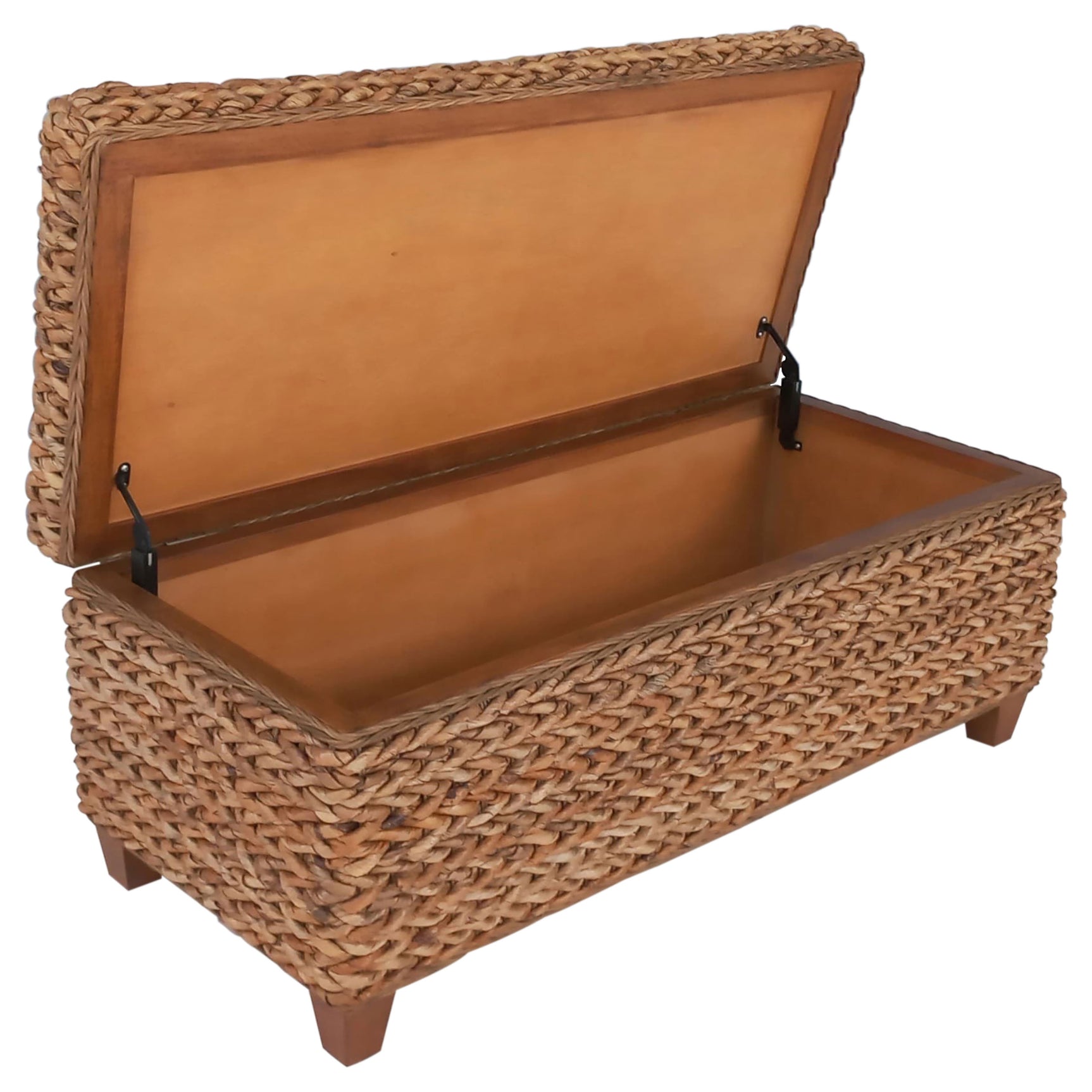 Laughton Hand-Woven Banana Leaf Storage Bench Amber - Tampa Furniture Outlet