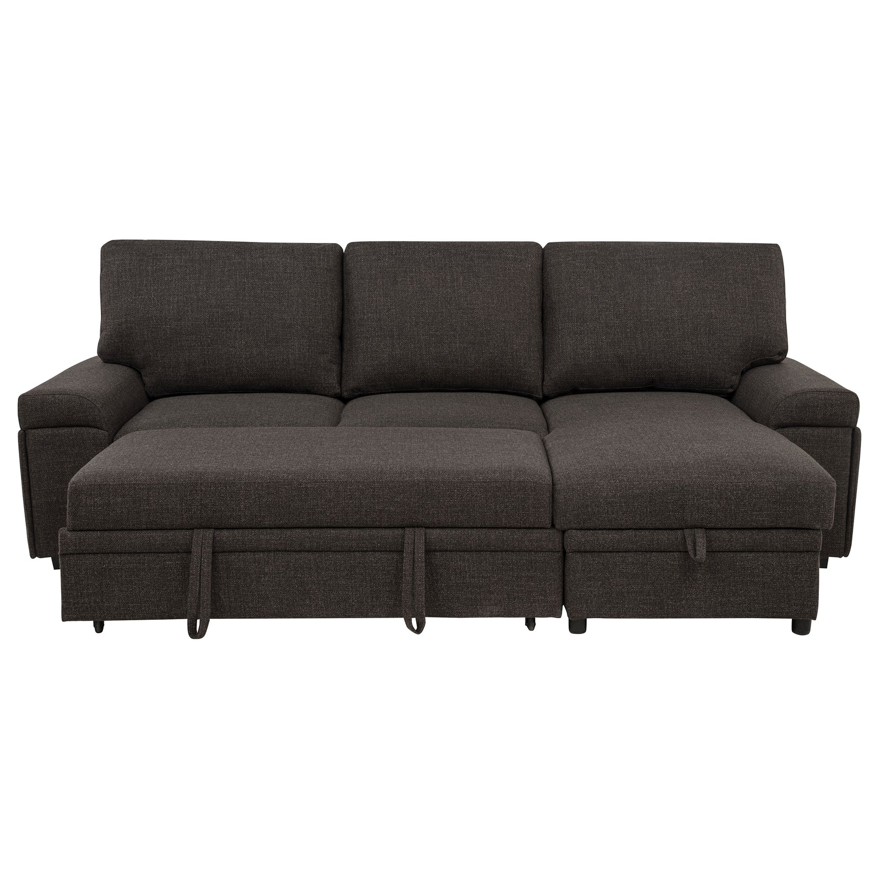 Demko Sleeper Sectional Sofa with Speaker and Storage Chaise Brown